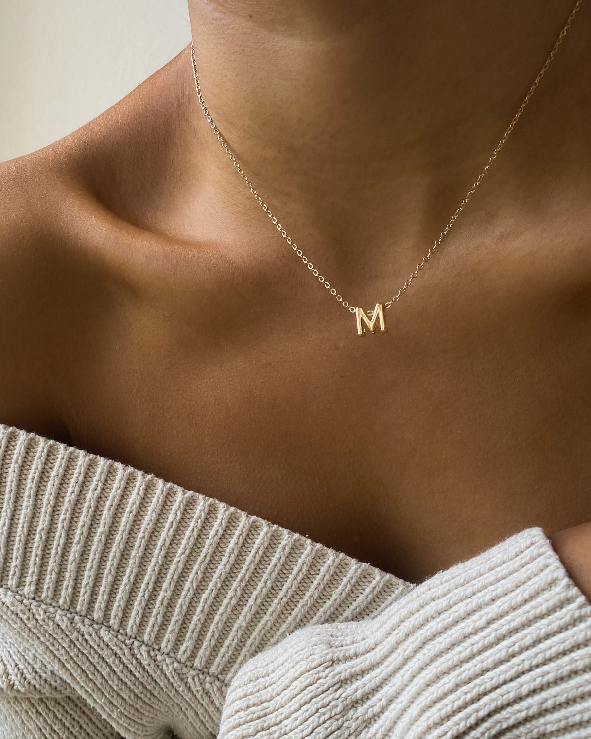 Initial Letter Necklace - Stainless Steel