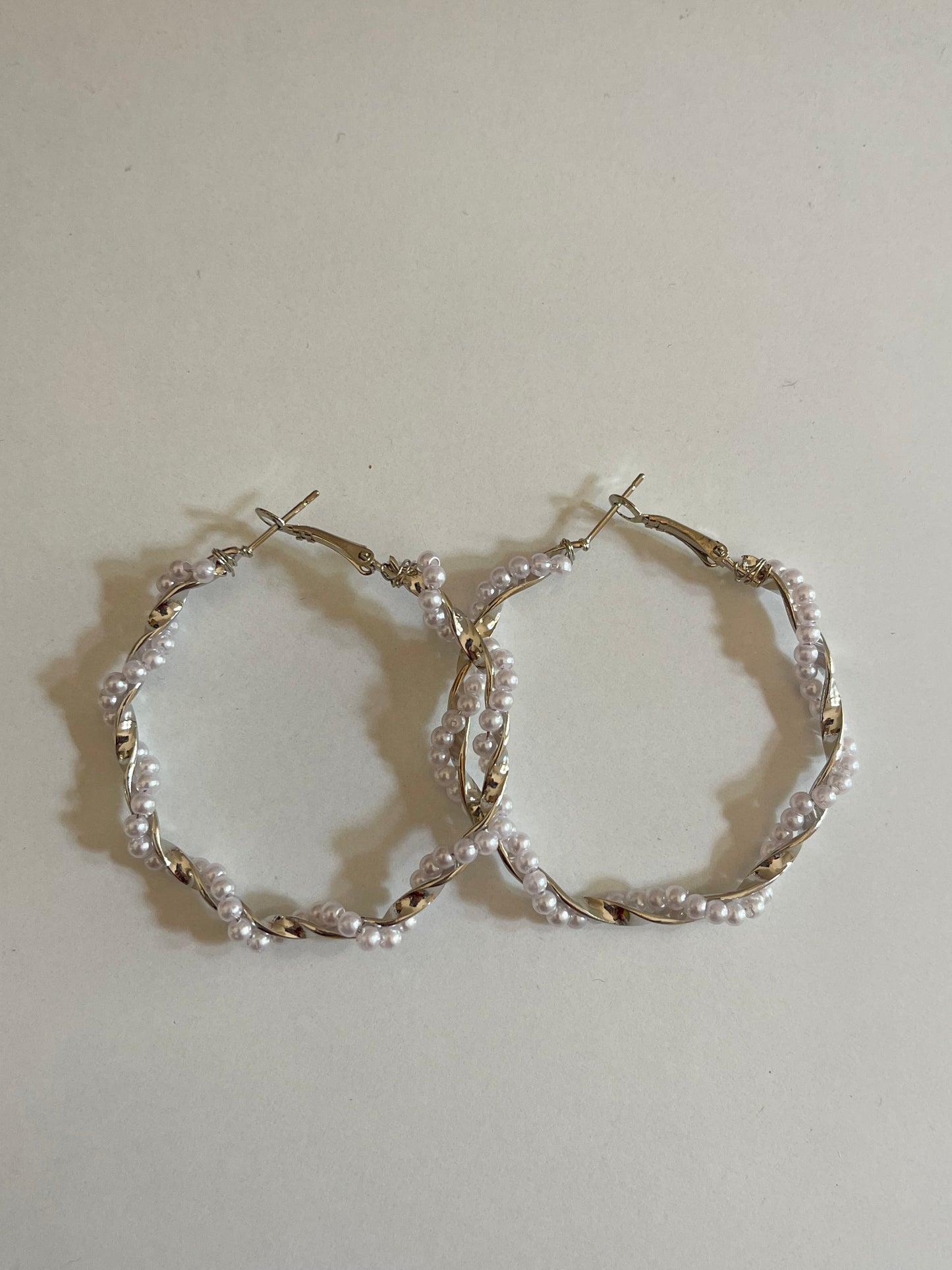Twisted Pearl Hoop Earrings