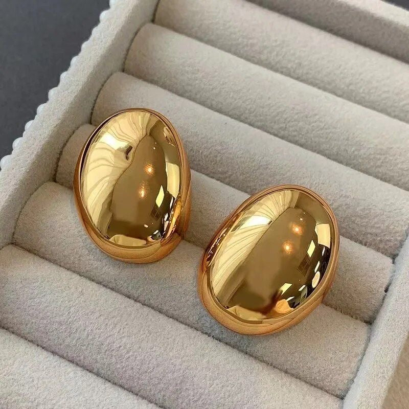 Statement Oval Earrings (Gold Plated)