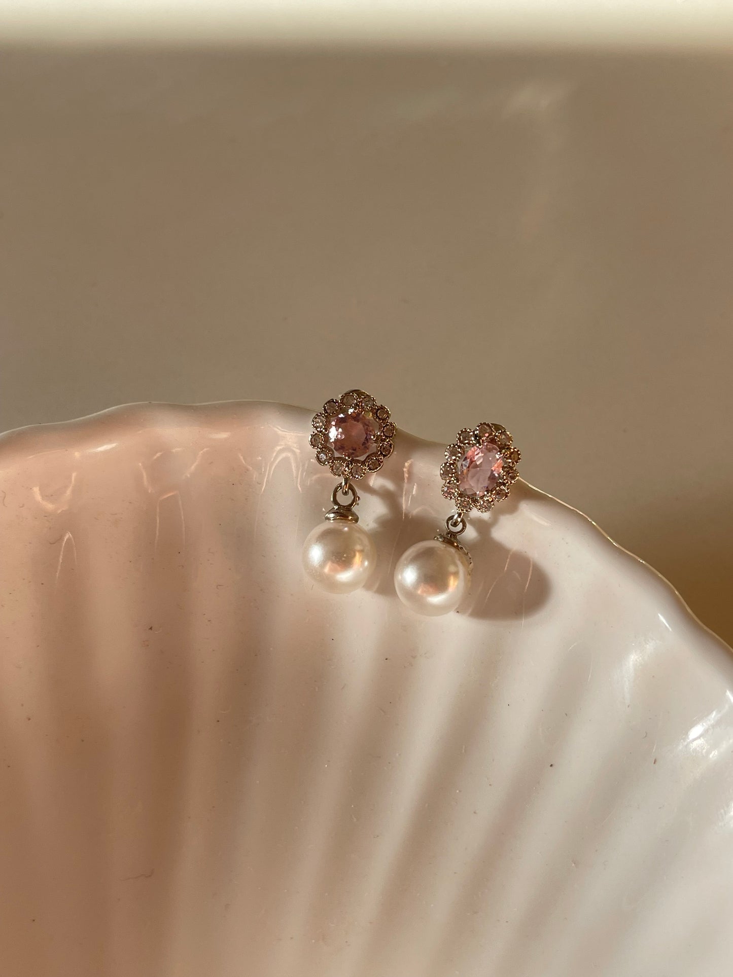 Crystal Pearl Dangle Earrings