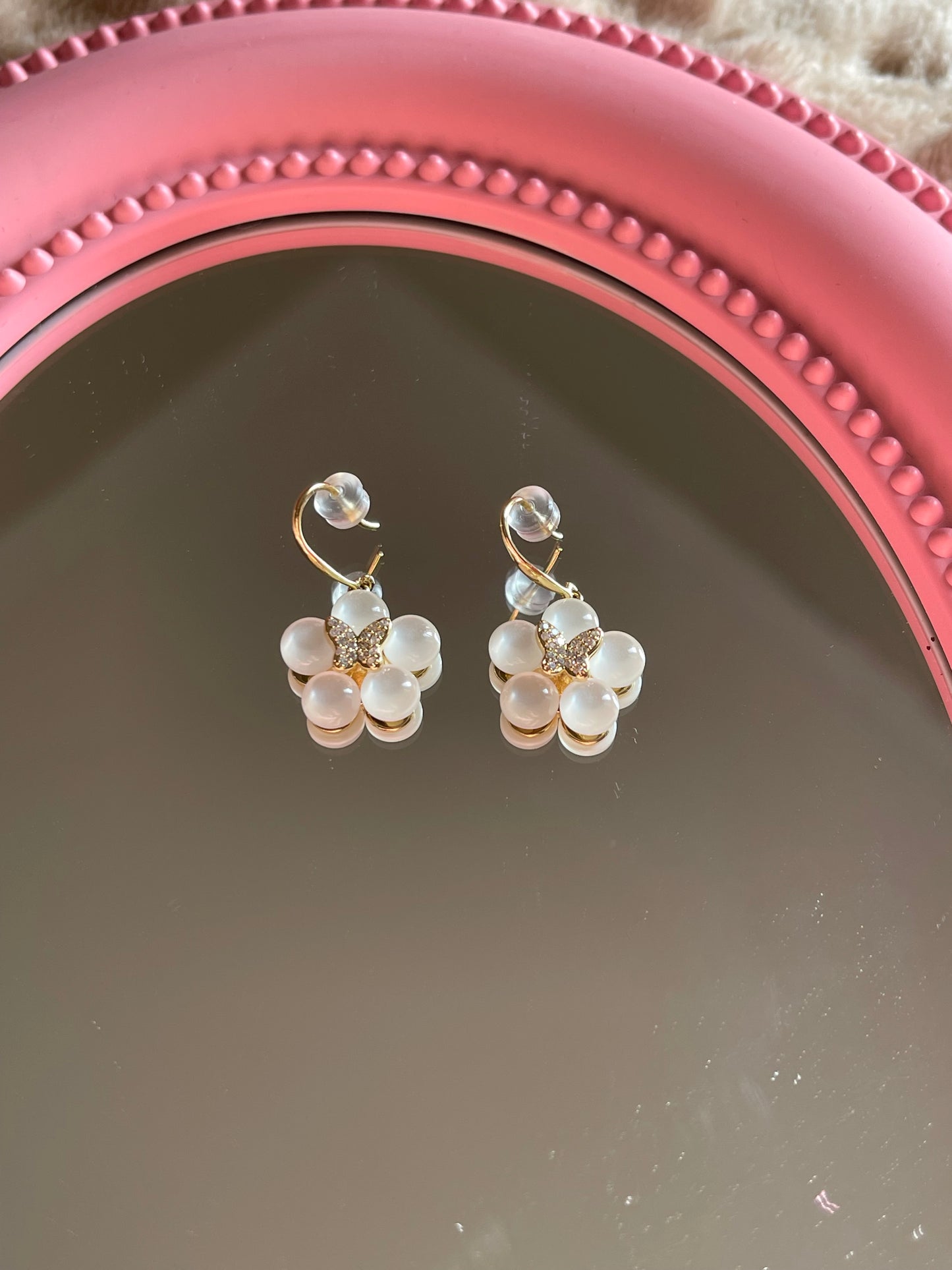 Dainty Butterfly Pearl Earrings