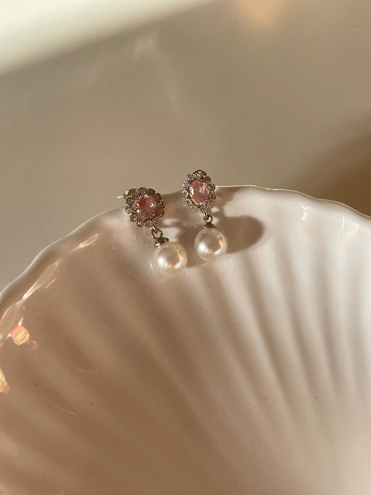 Crystal Pearl Dangle Earrings