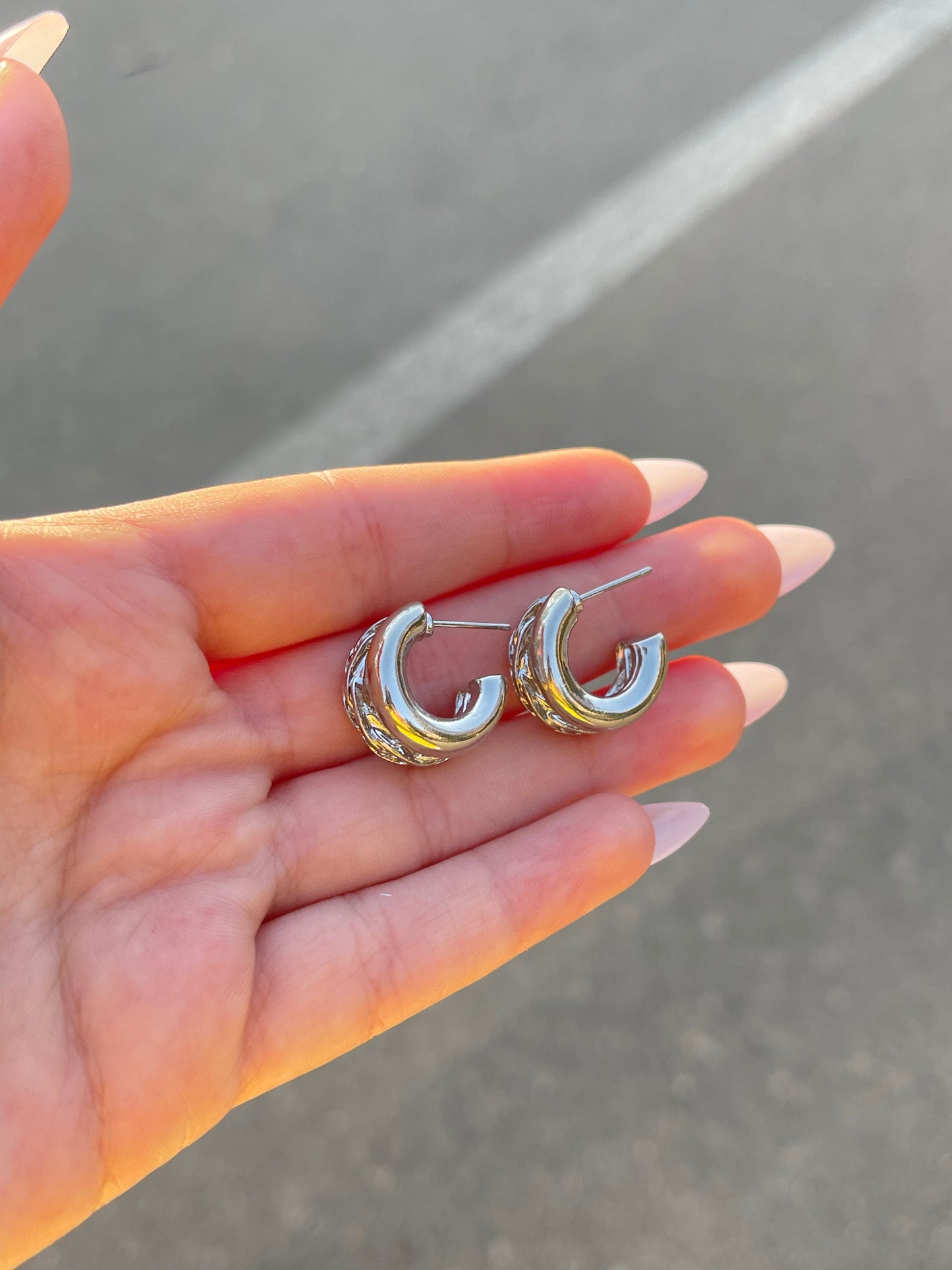 Mini Chained Hoop Earrings