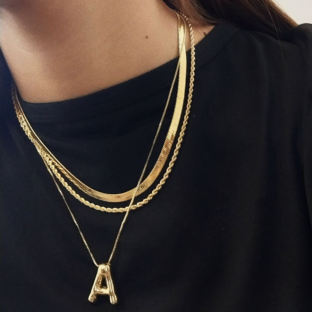 Bubble Initial Letter Necklace (Stainless Steel)