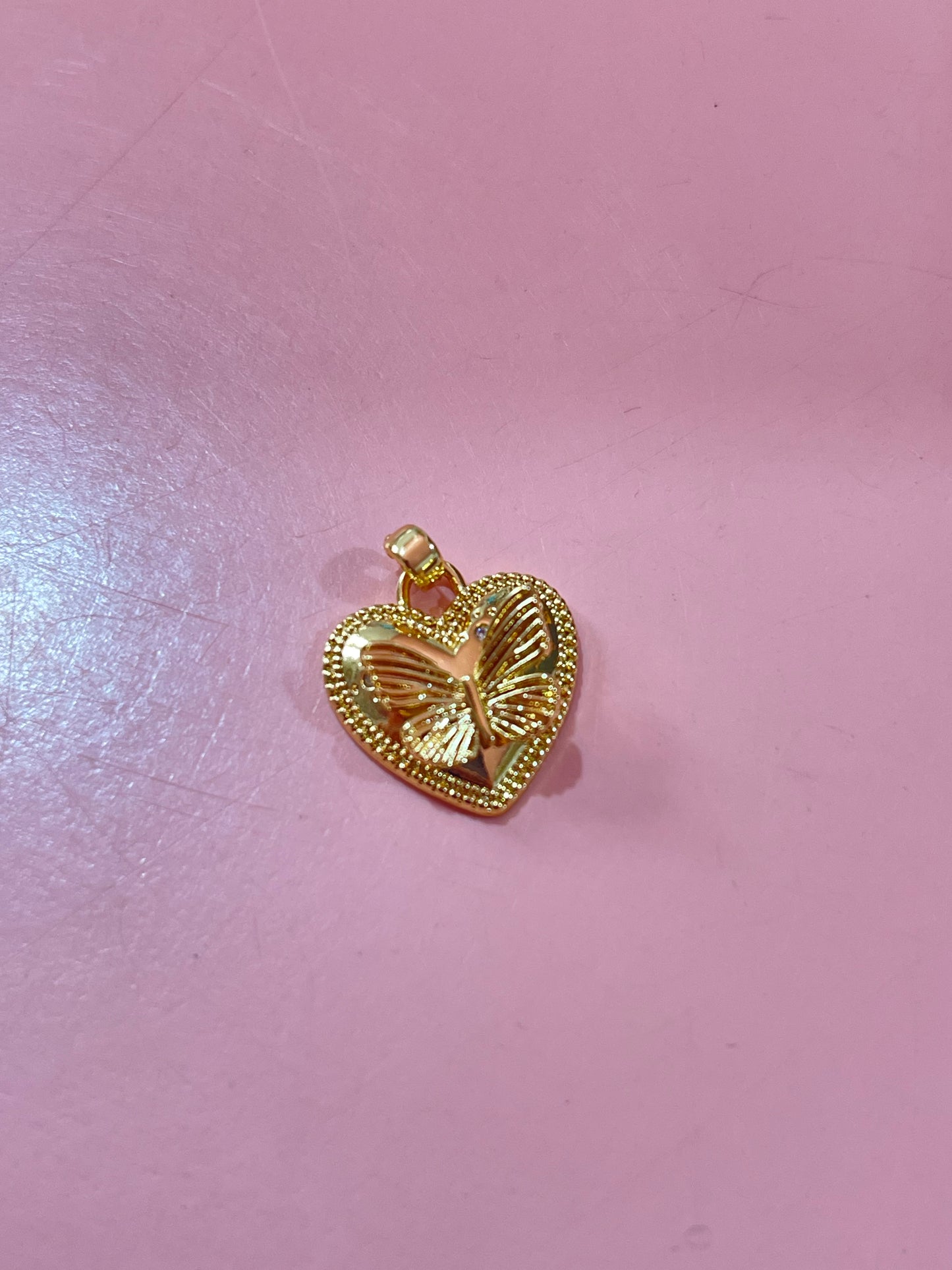 Butterfly Heart Charm (Gold Plated)