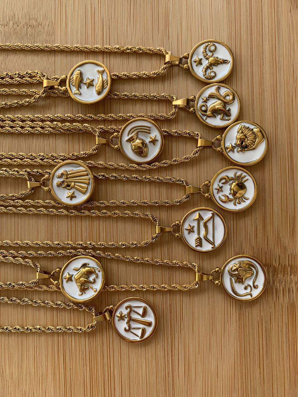 Stainless Steel Zodiac Necklace- Star Sign