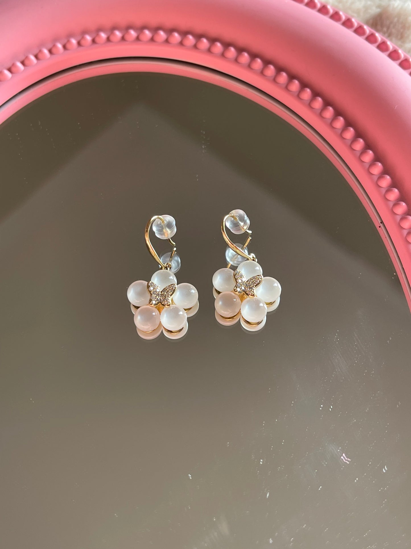Dainty Butterfly Pearl Earrings