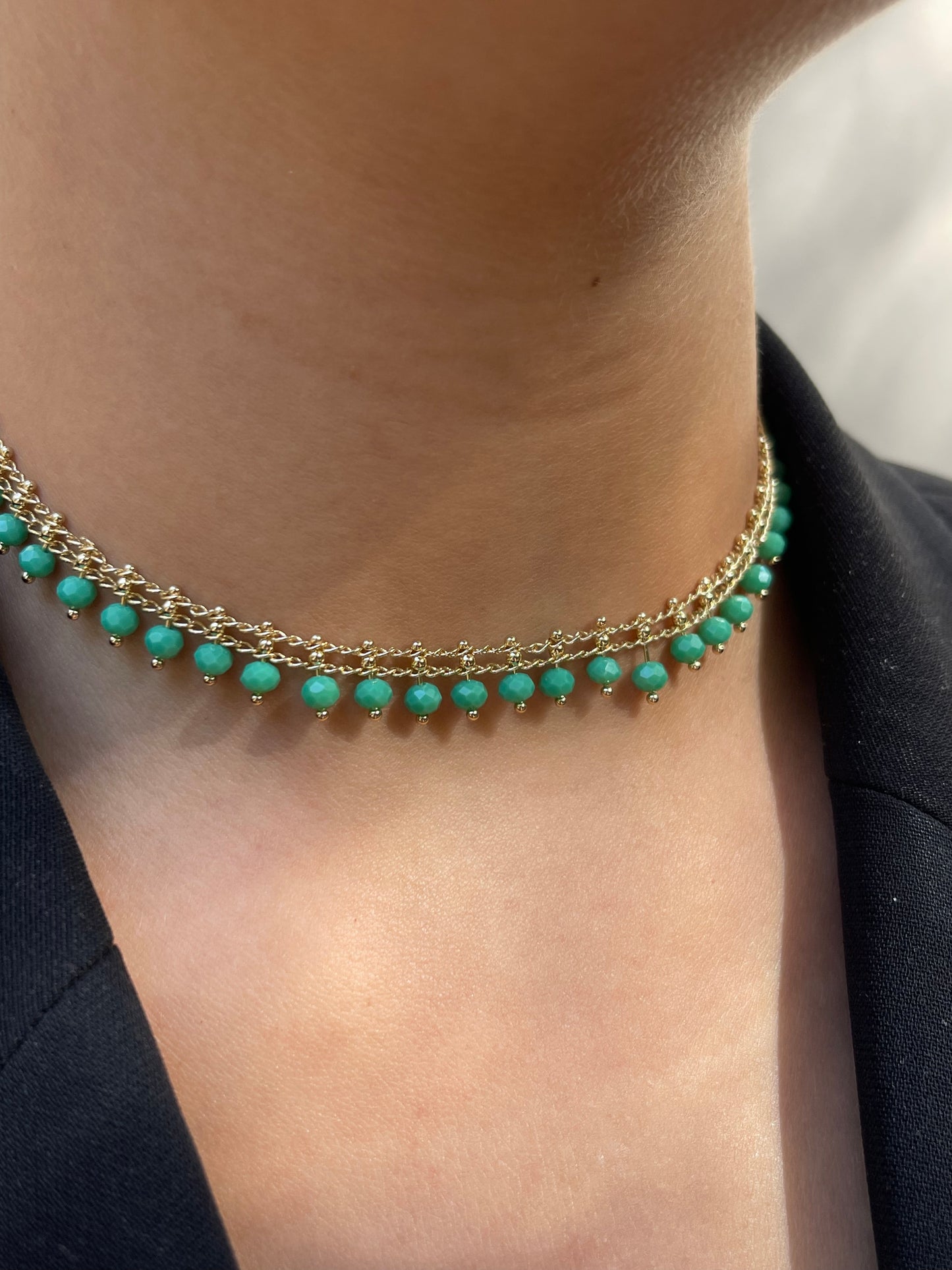 Emerald Gold Plated Choker