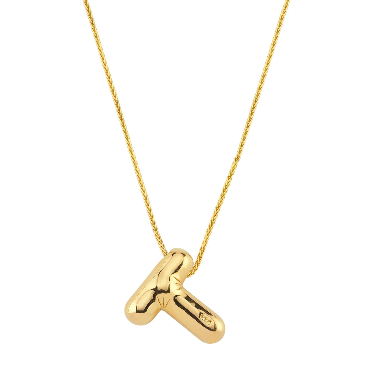 Bubble Initial Letter Necklace (Stainless Steel)