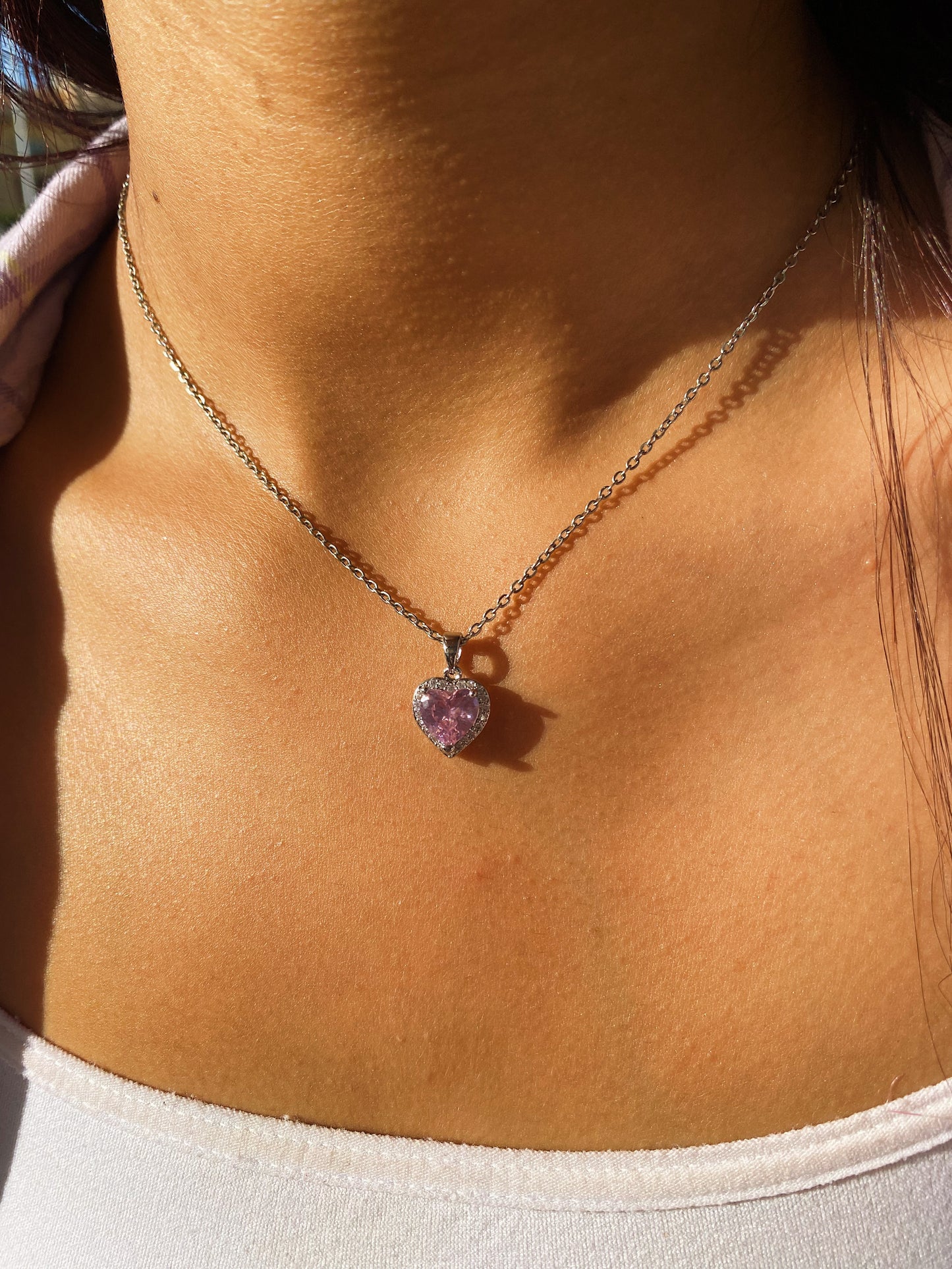 Pink Heart Necklace (Stainless Steel)