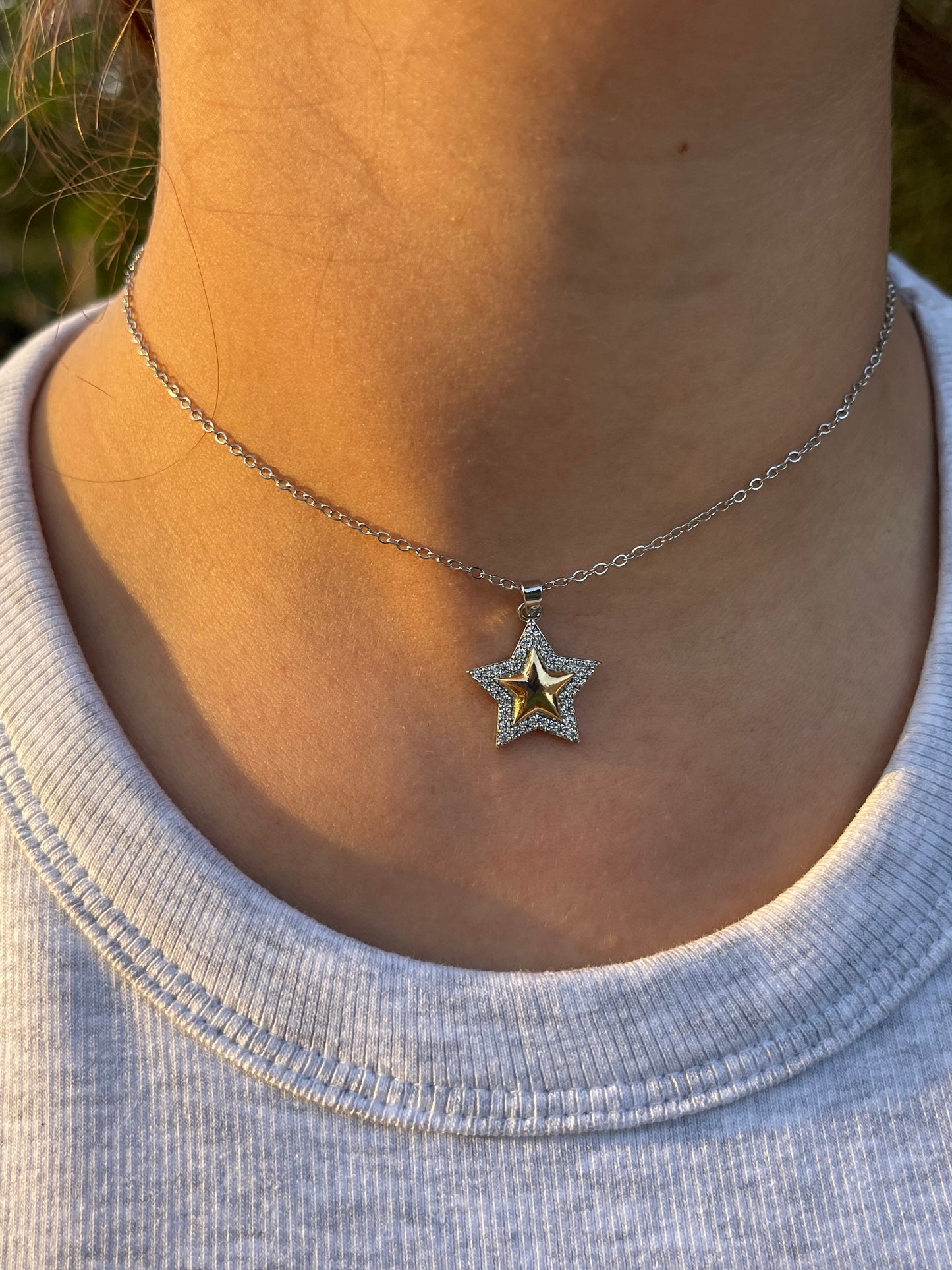 Mixed Crystal Star Necklace (Stainless Steel)