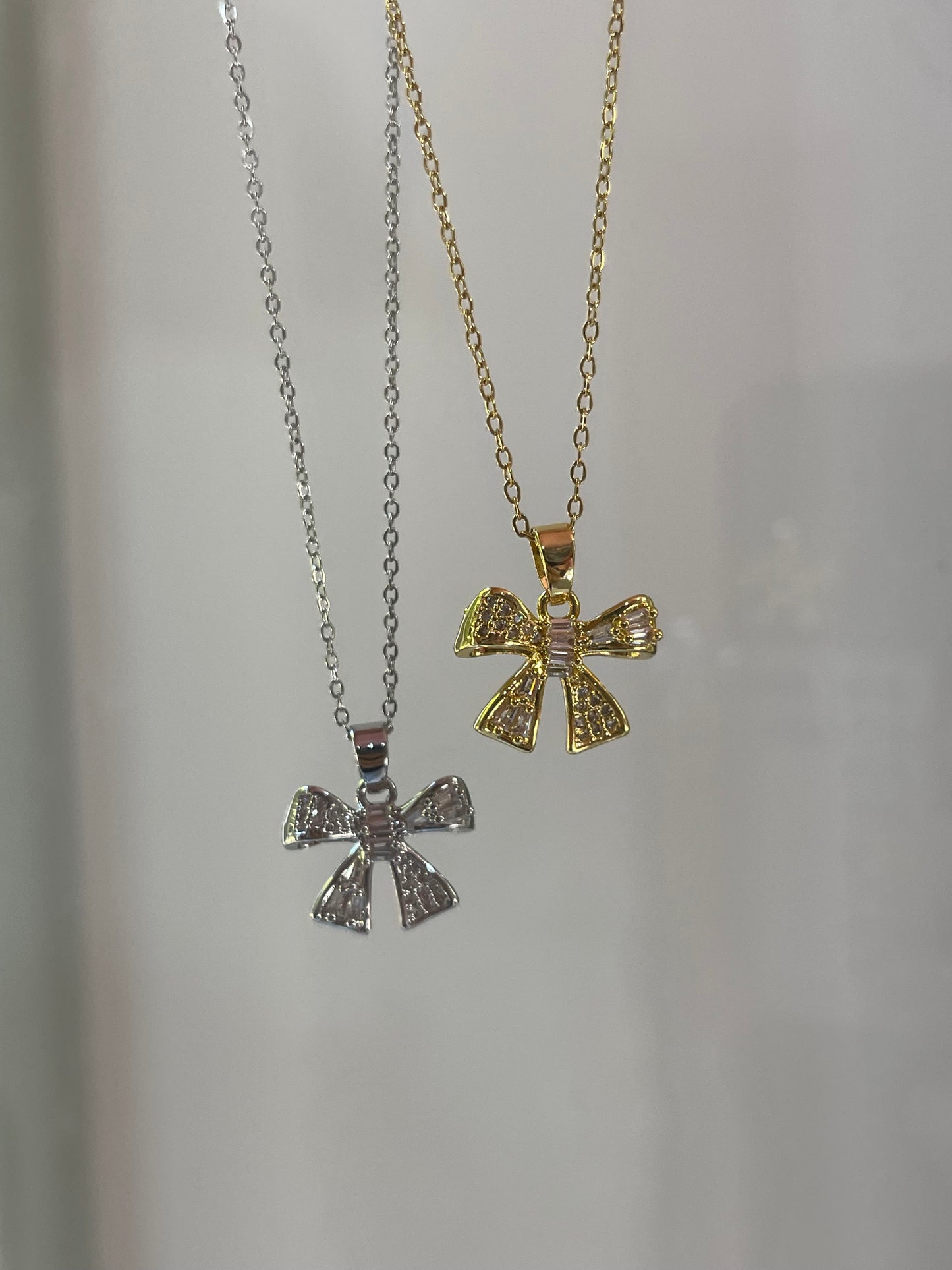 Crystal Bowtie Necklace (Stainless Steel)