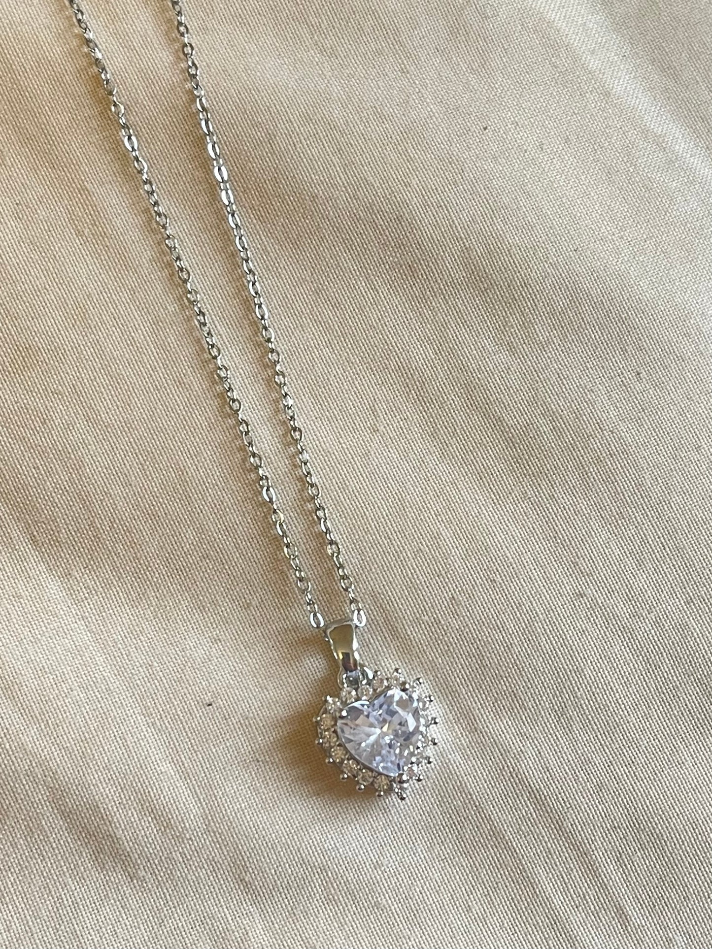 Crystal Heart Necklace (Stainless Steel)