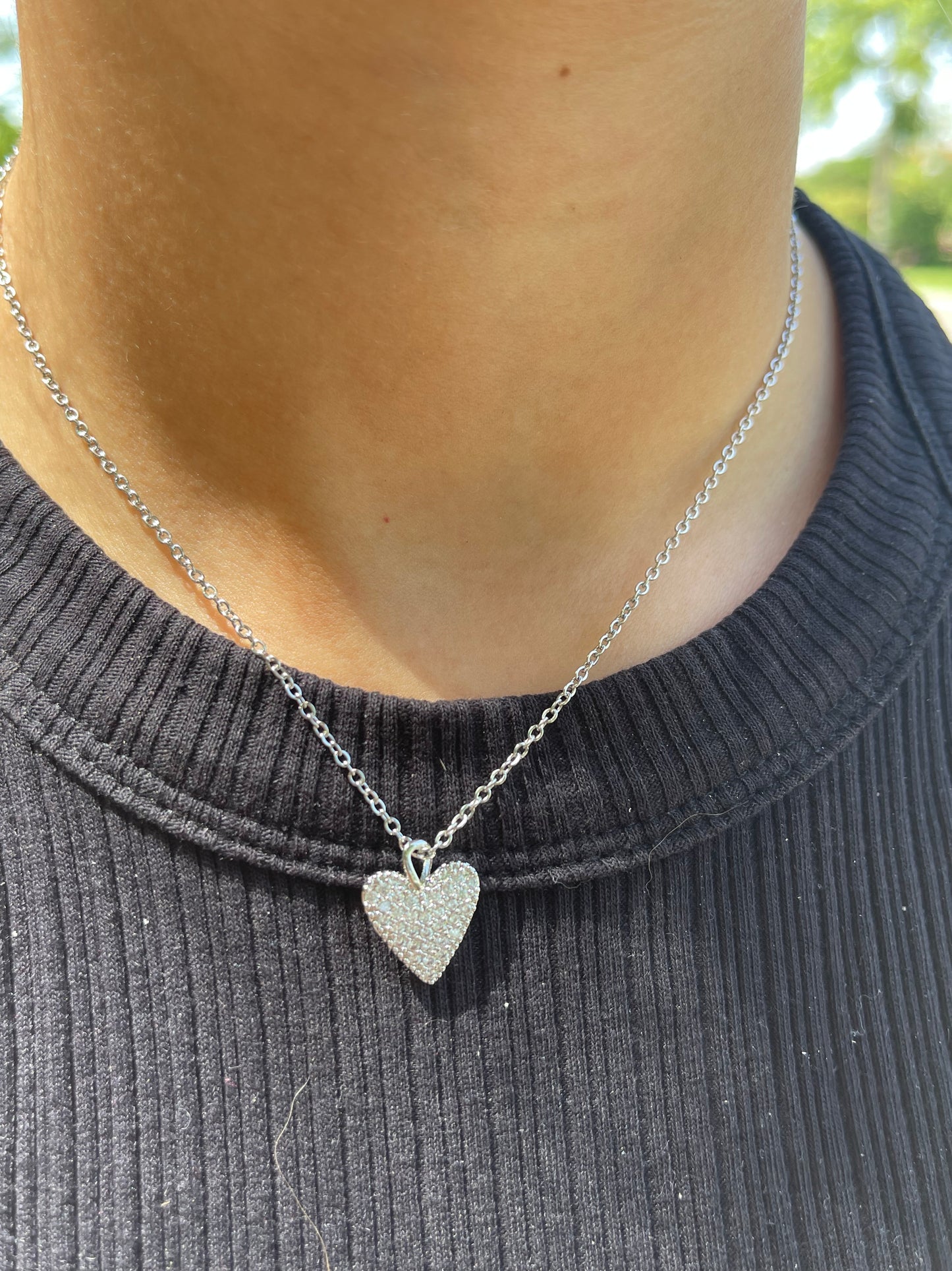 Crystal Heart Necklace (Stainless Steel)