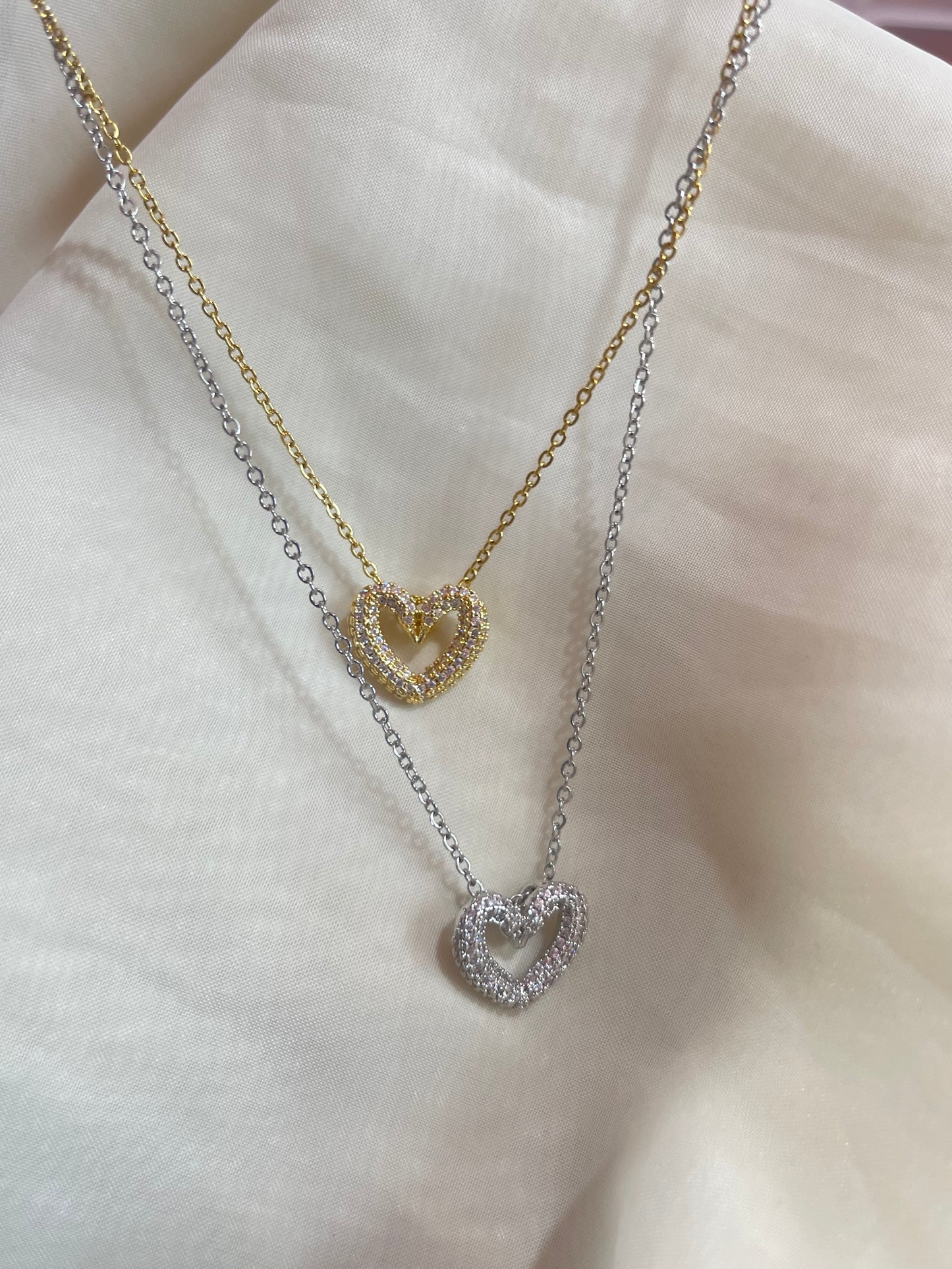 Crystal Heart Necklace (Stainless Steel)