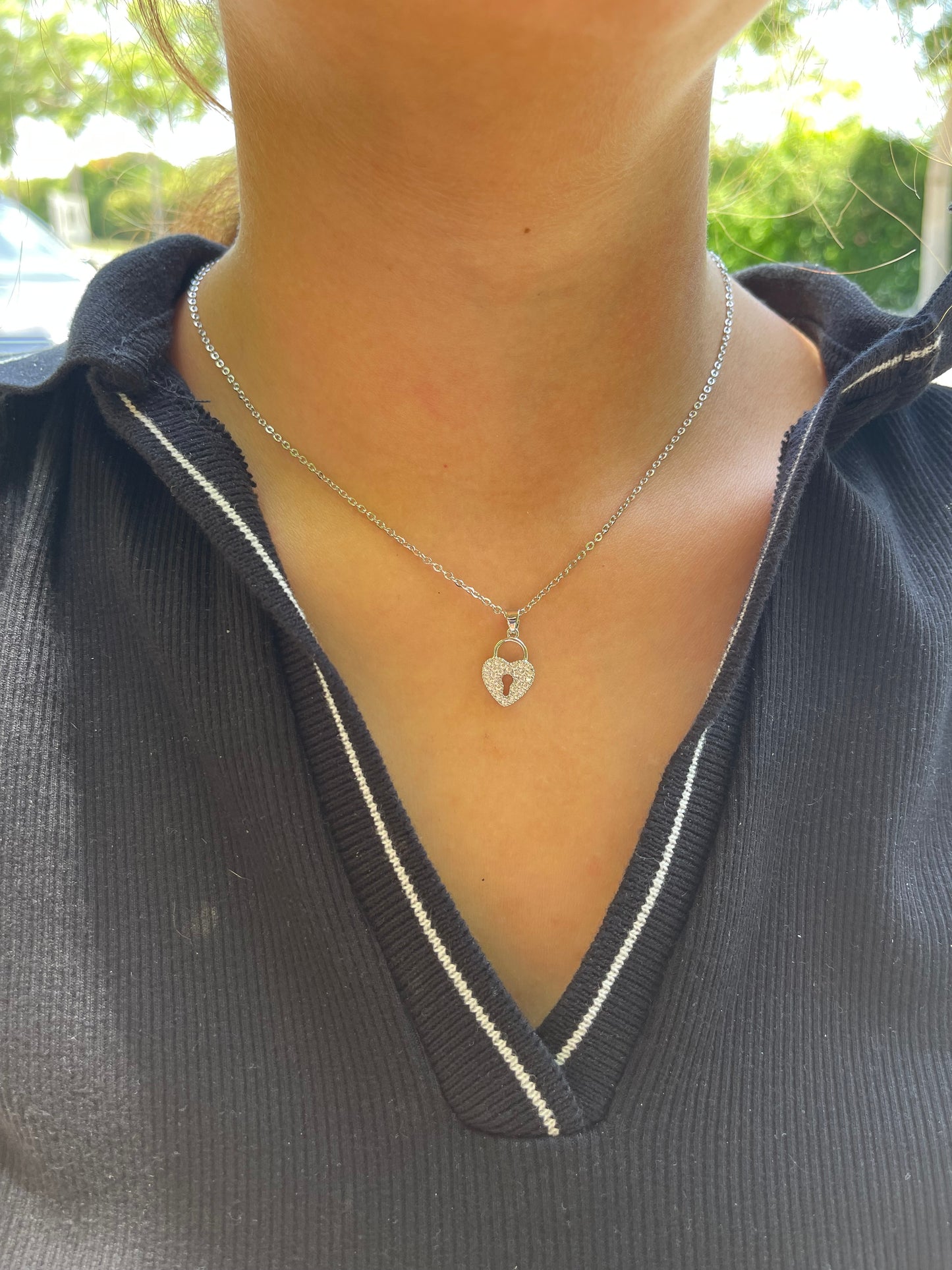 Heart Lock Necklace (Stainless Steel)