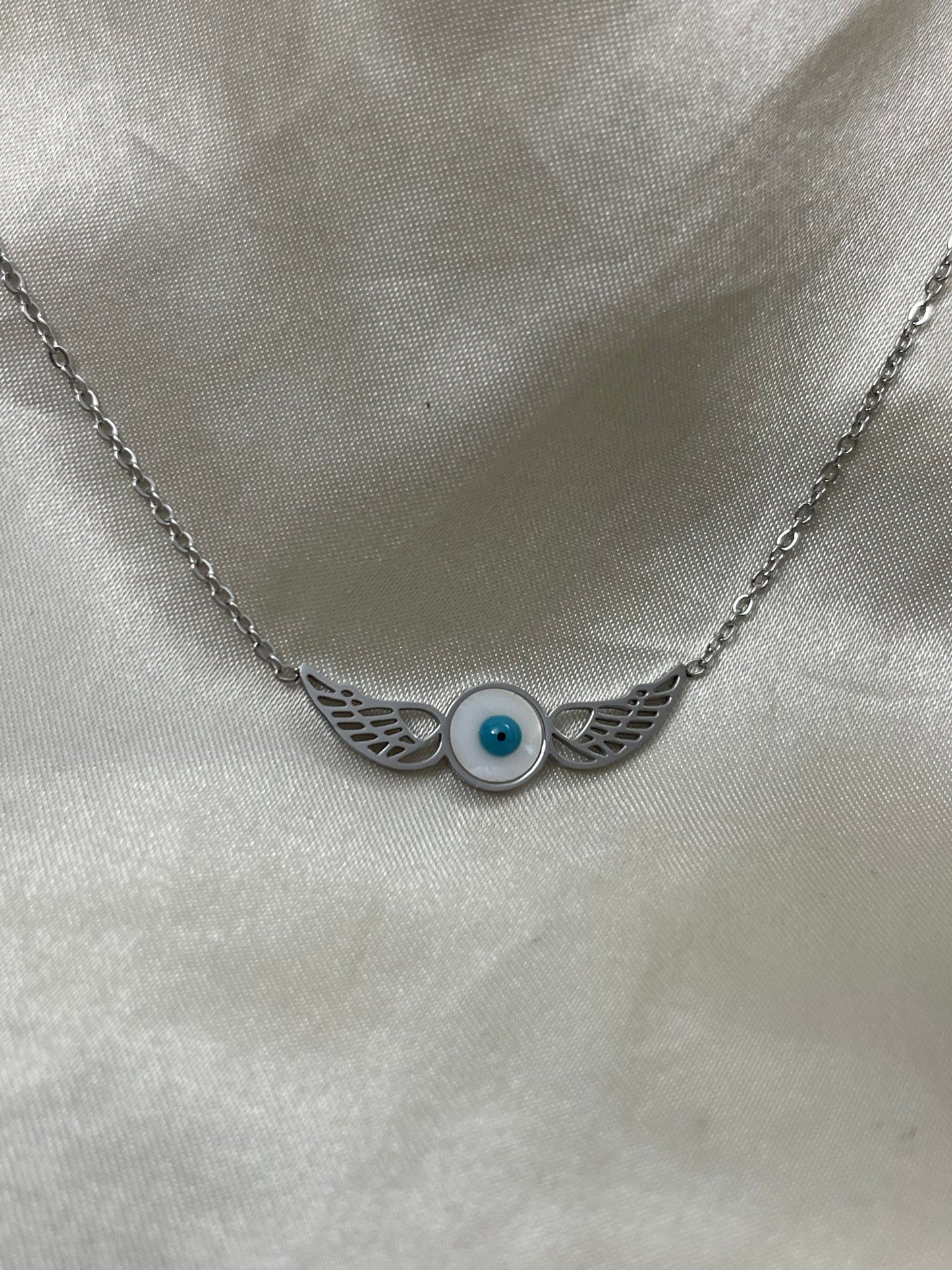 Evil Eye Wings Necklace (Stainless Steel)
