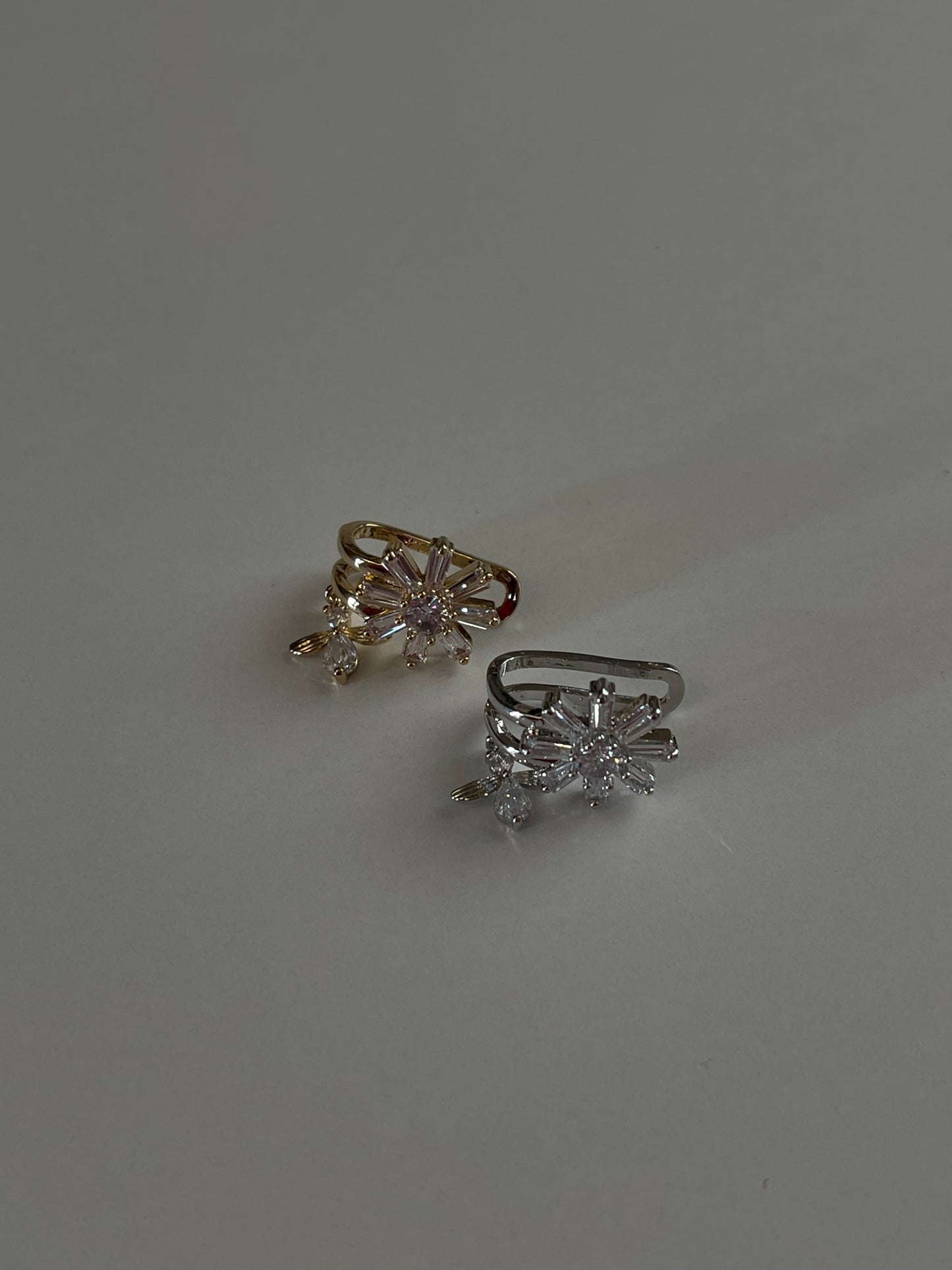 Crystal Flower Cuff Earrings