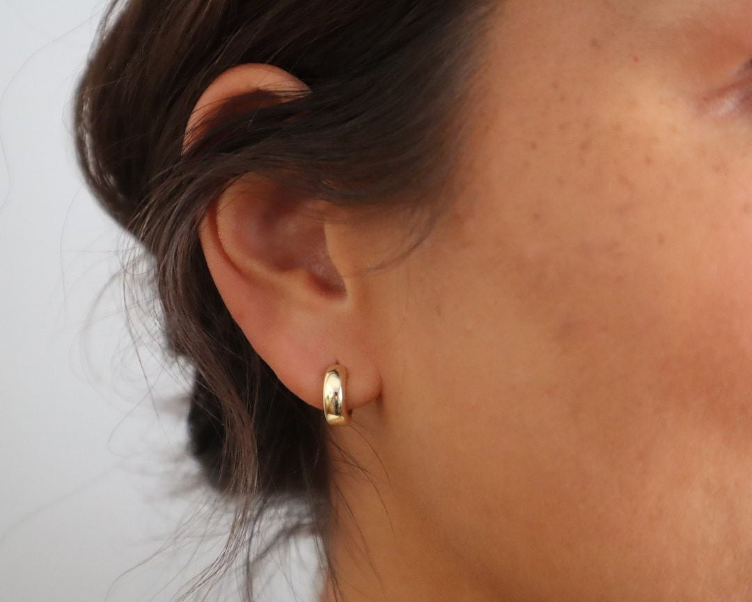 Mini Thick Hoop Earrings (Gold Plated)
