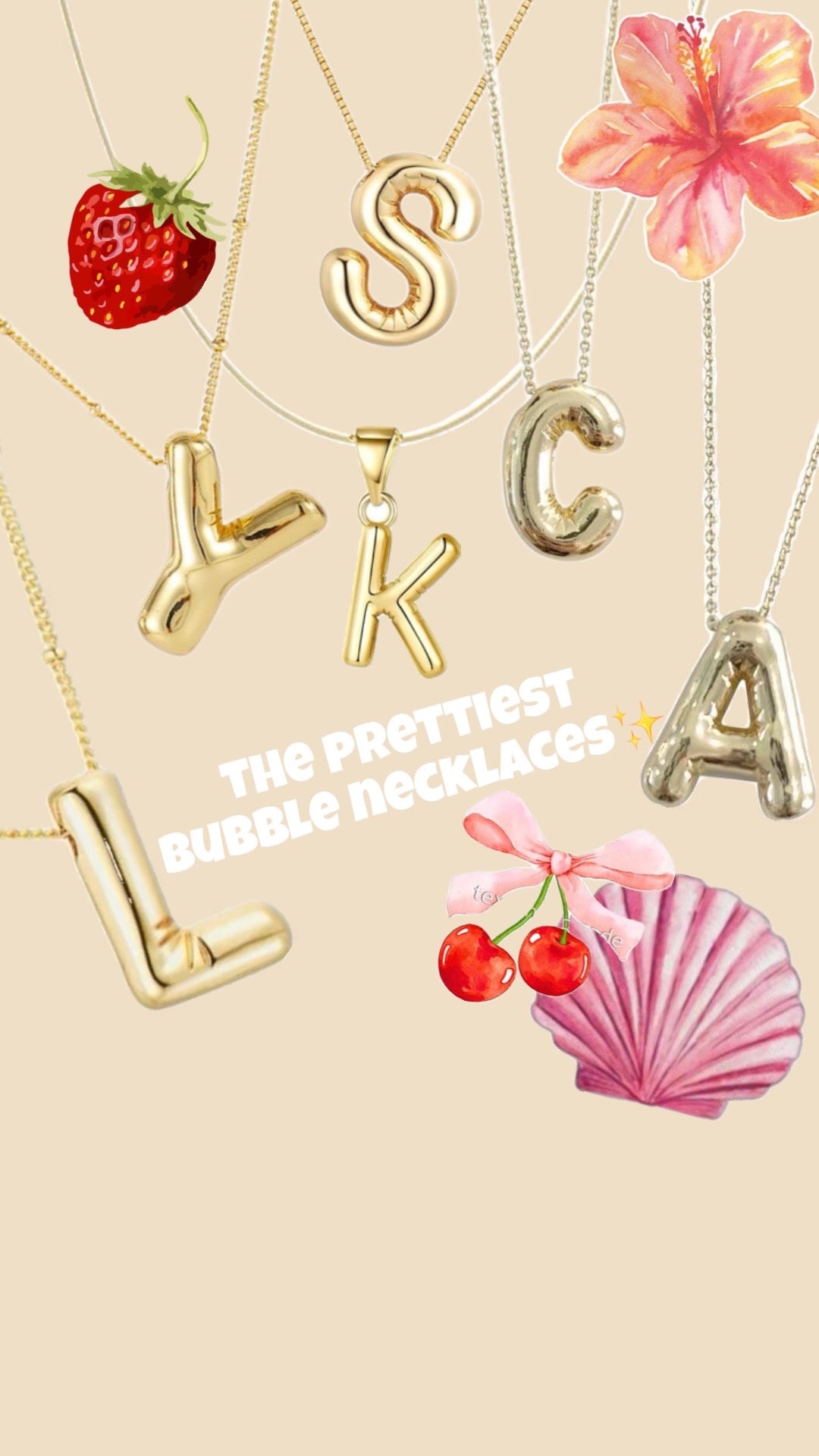 Bubble Initial Letter Necklace (Stainless Steel)
