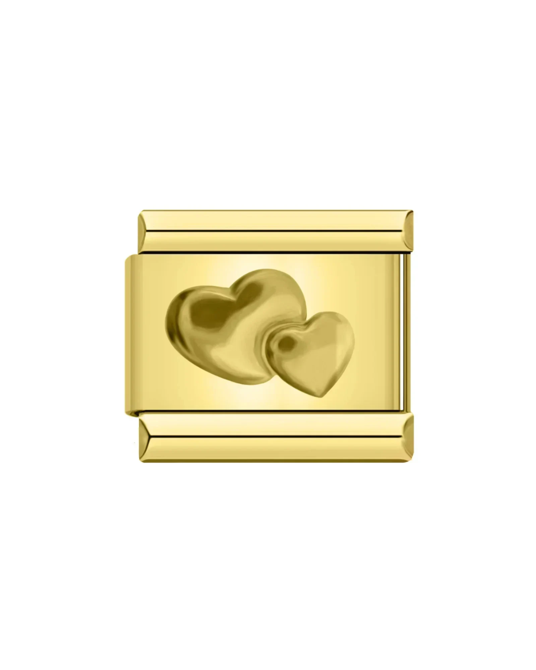 Double Heart - Gold Italian Charm