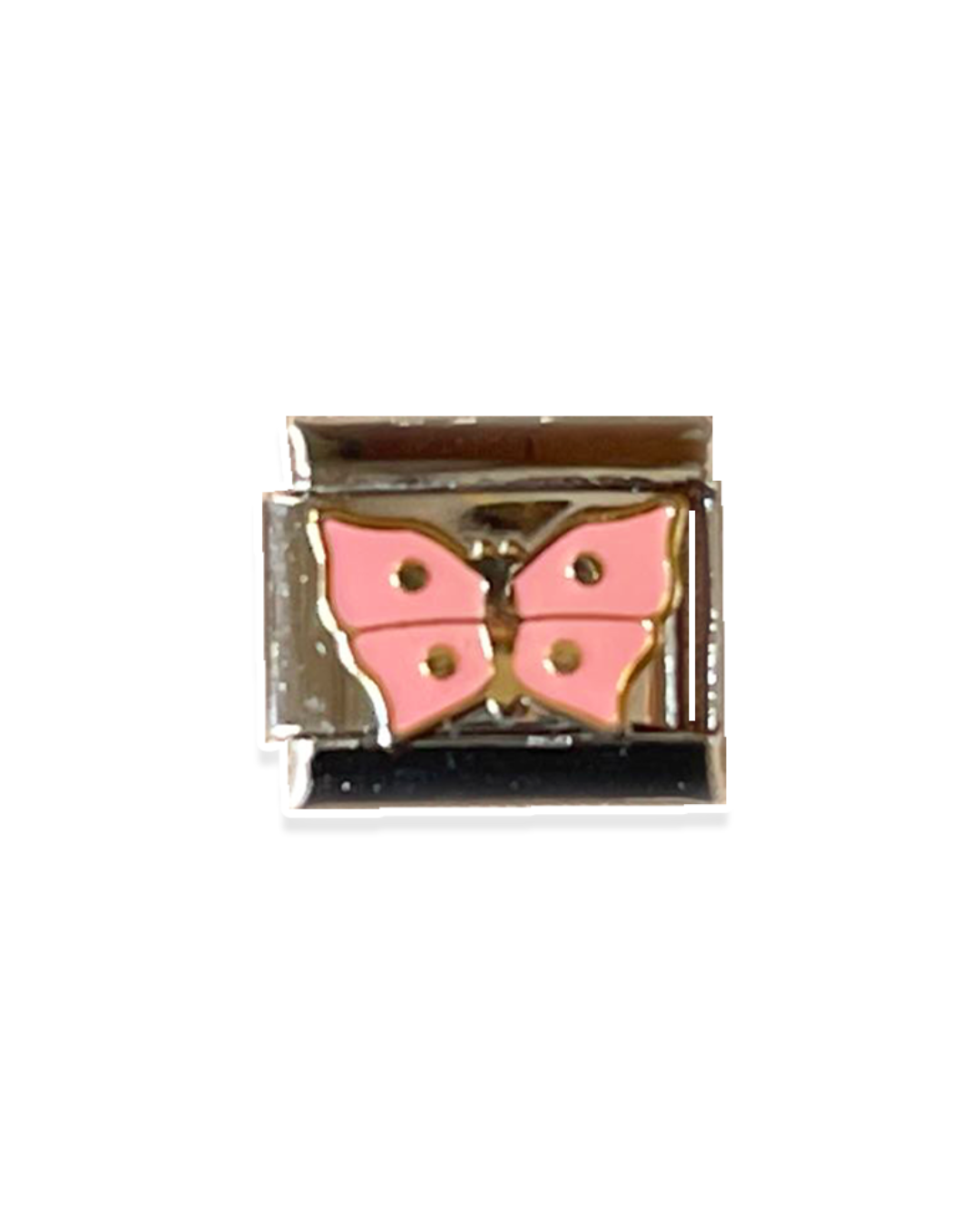 Pink Butterfly- Silver Italian Charm