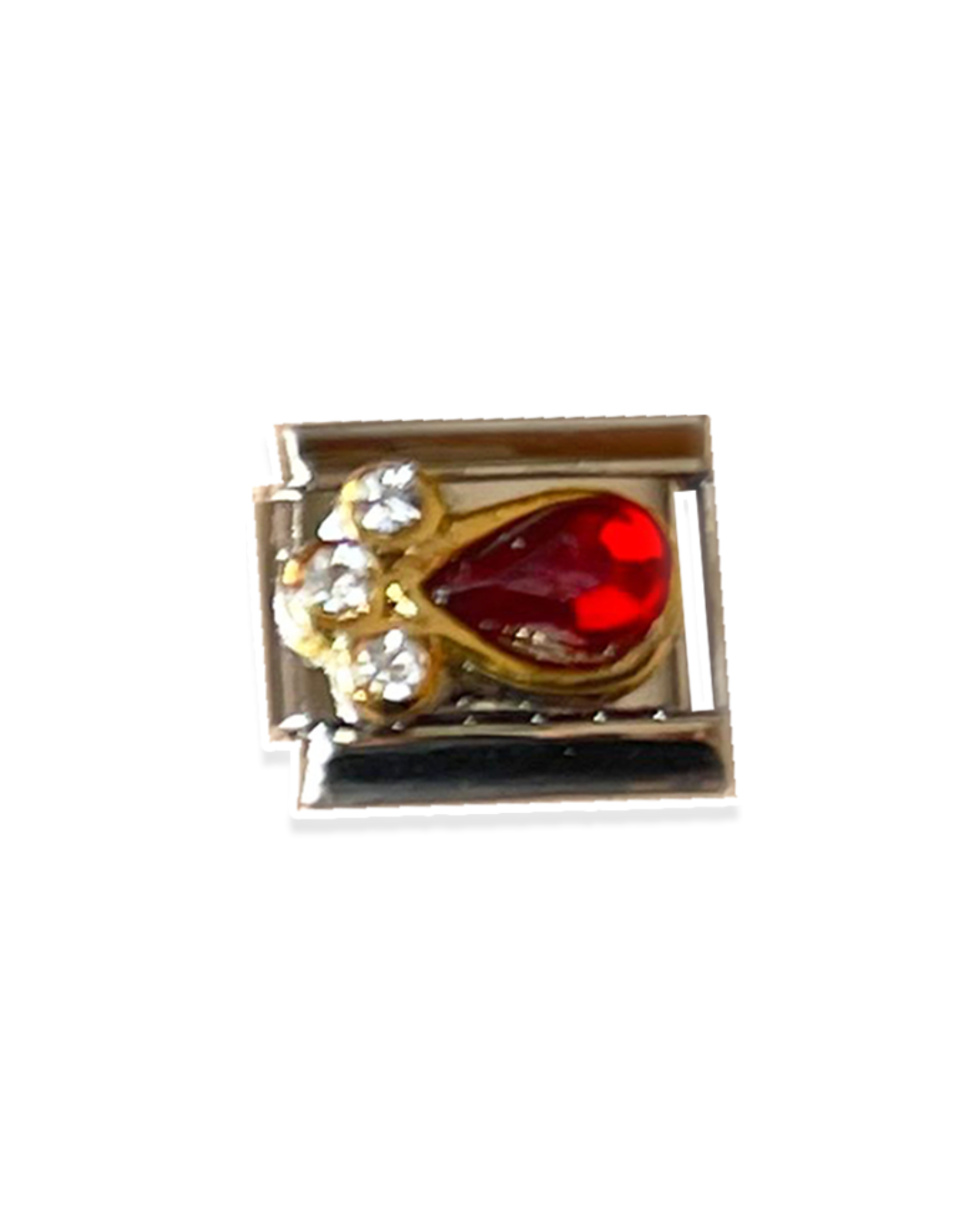 Ruby Red Paw- Silver Italian Charm
