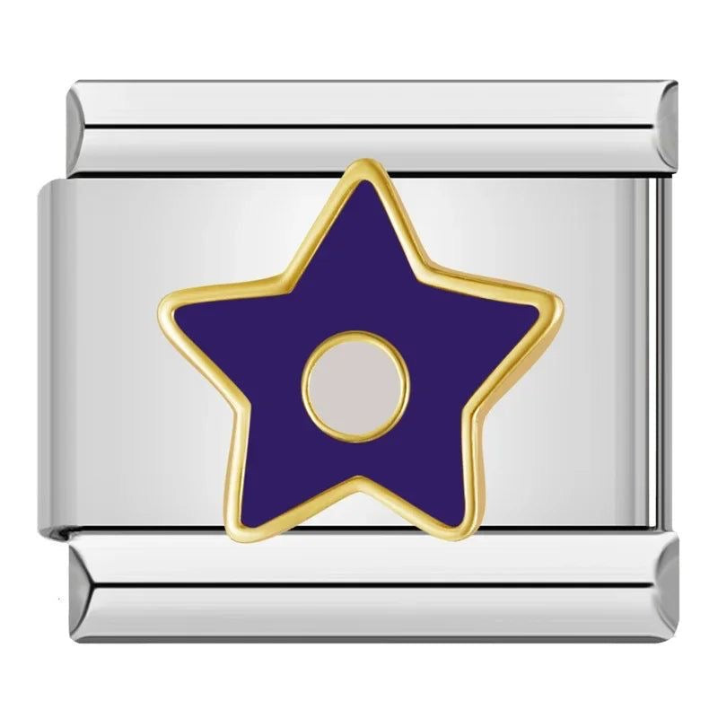 Blue Star-Silver Italian Charm