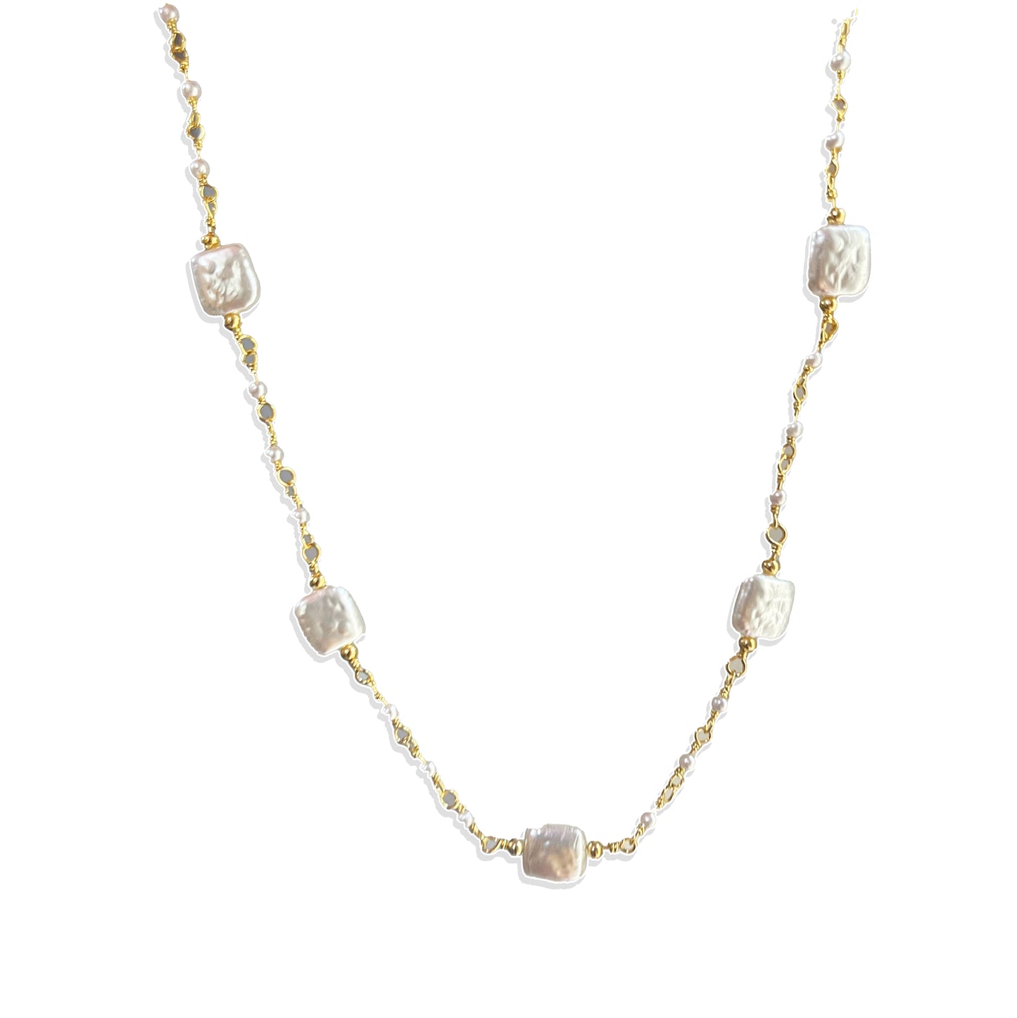 Pearl Chain Base- (Charm Base Necklace) Gold Plated