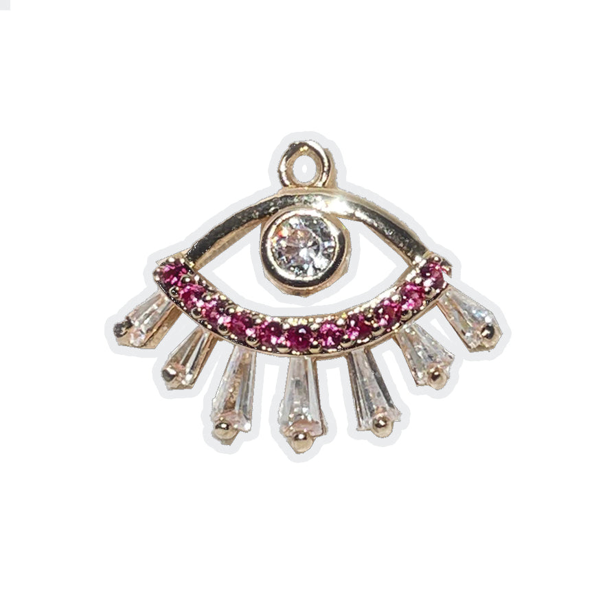 Evil Eye Ruby Charm- Gold Plated
