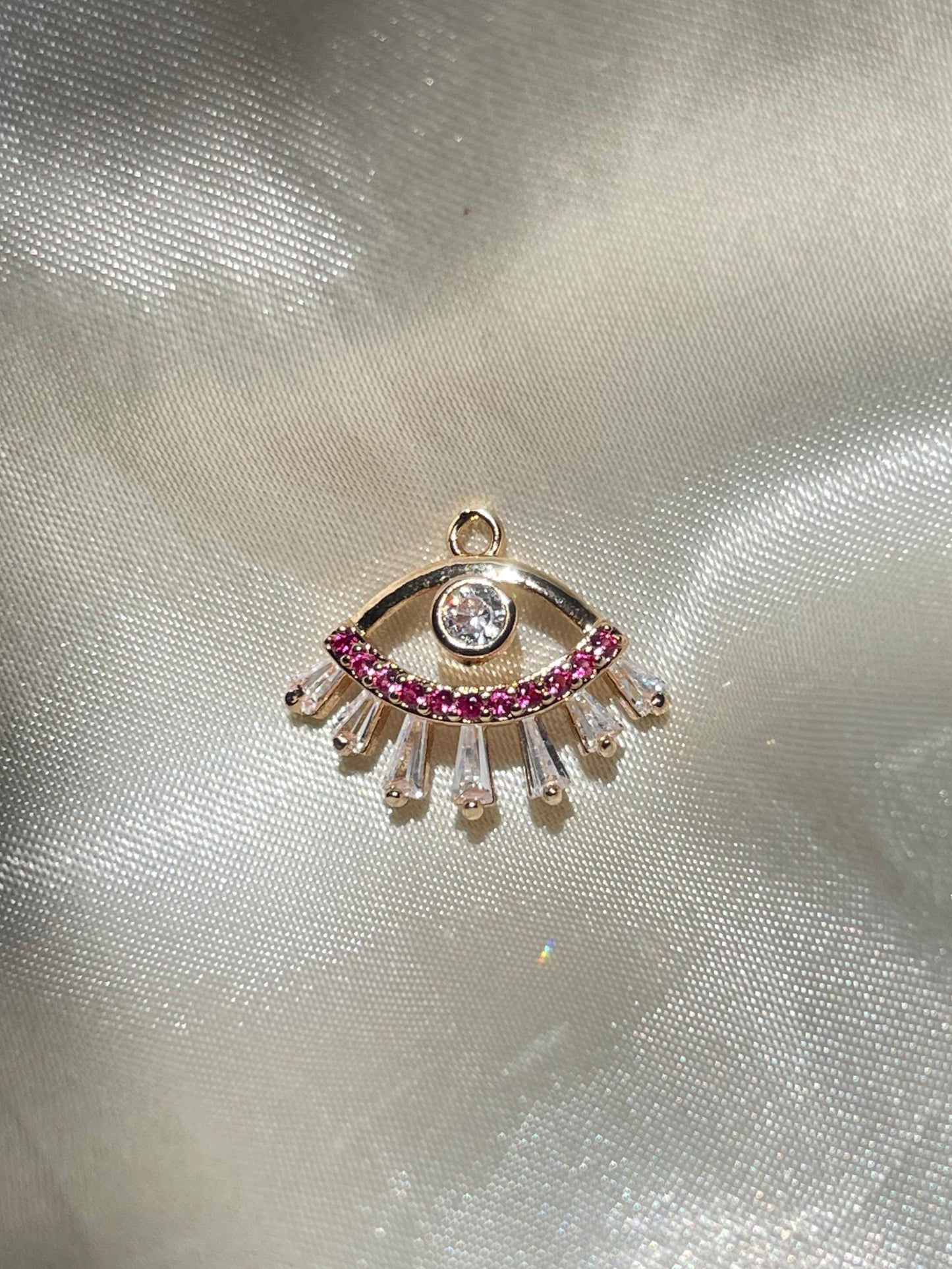 Evil Eye Ruby Charm- Gold Plated