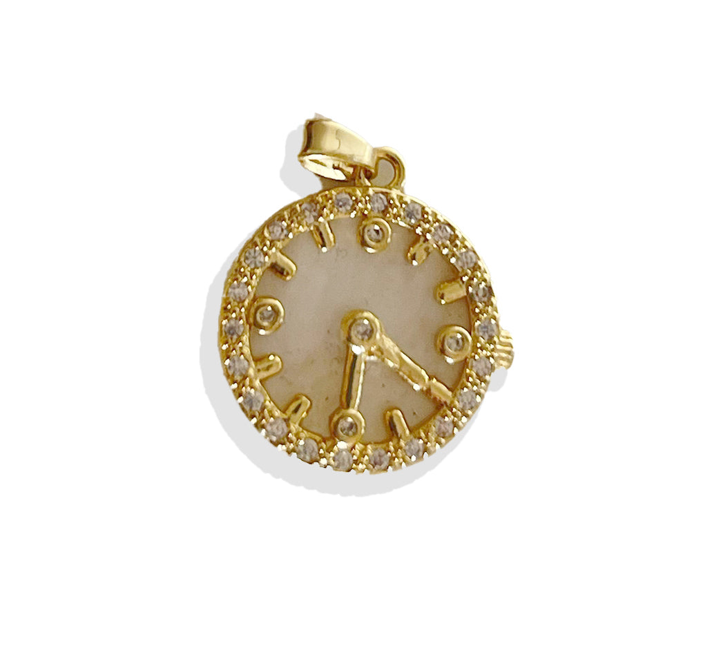 Clock Crystal Charm- Gold Plated
