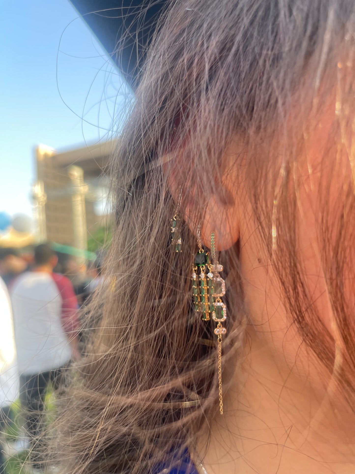 Emerald Dangle Single Earrings (Gold Plated)