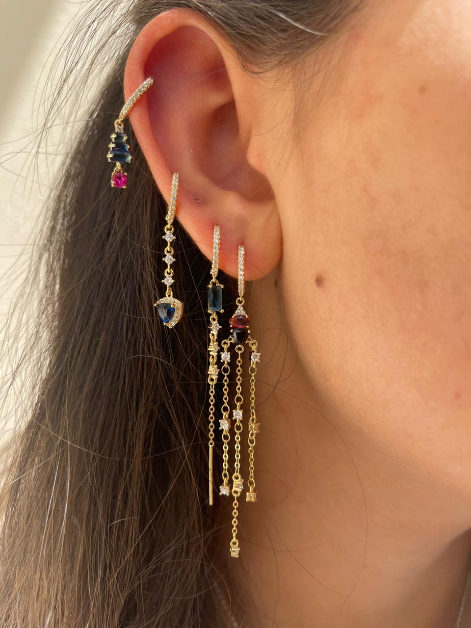 Crystal Drop Gold Plated Single Earrings