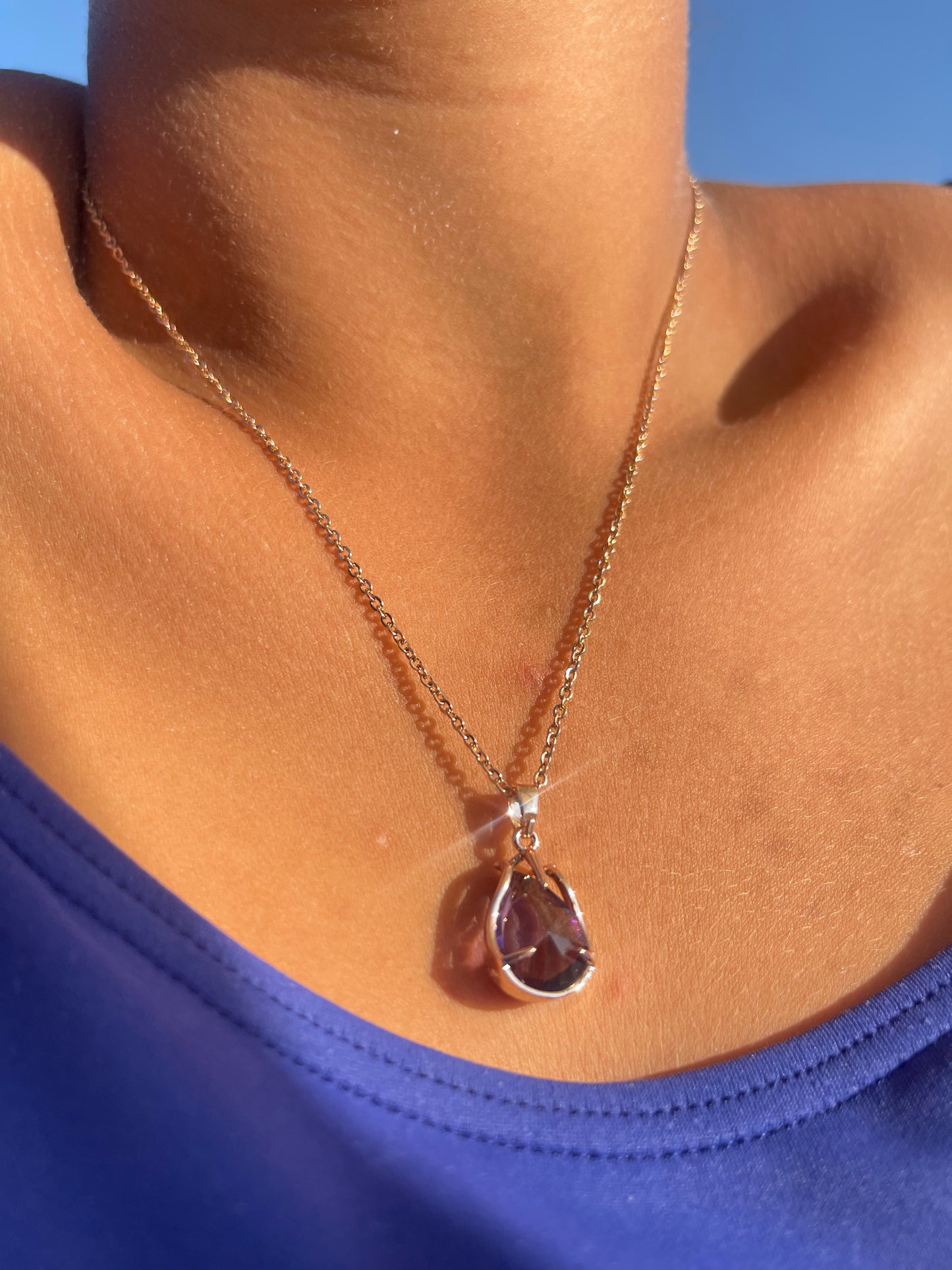Purple Jem Necklace (Stainless Steel)