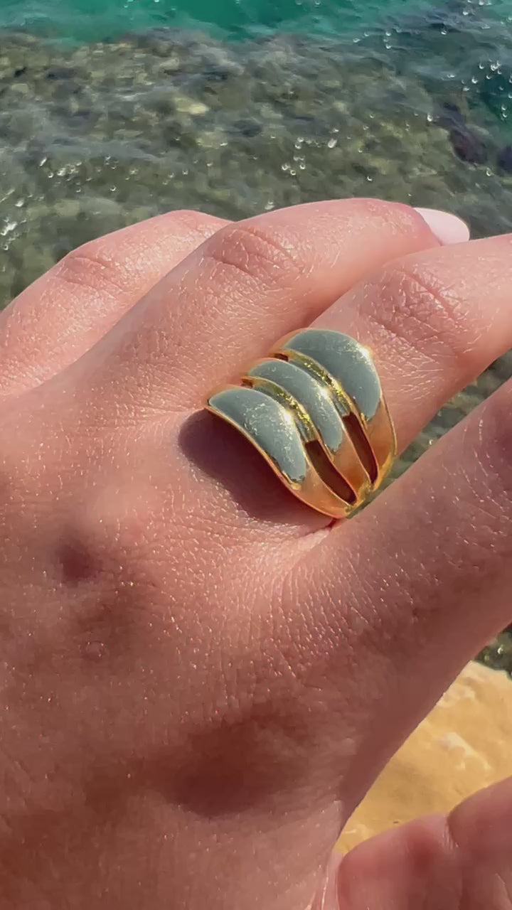 Load and play video in Gallery viewer, Triple Chunky Ring (Gold Plated)
