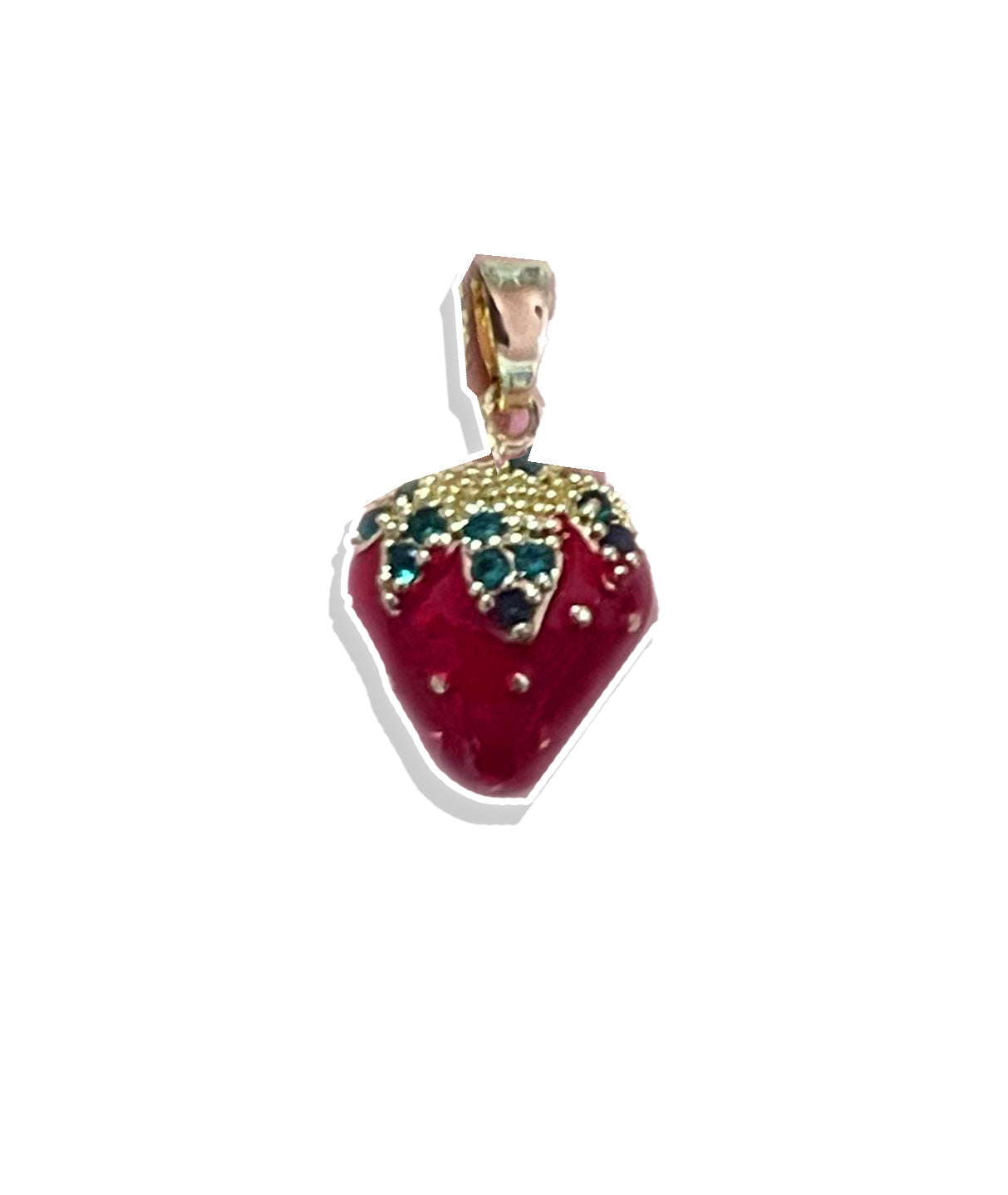 Crystal Strawberry Charm- Goldplated