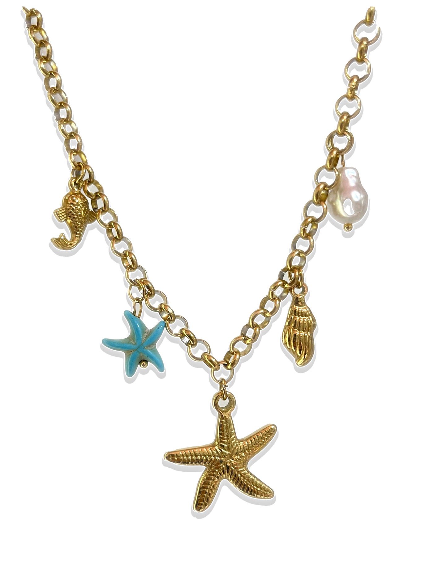 Starfish Charm Necklace- Stainless Steel
