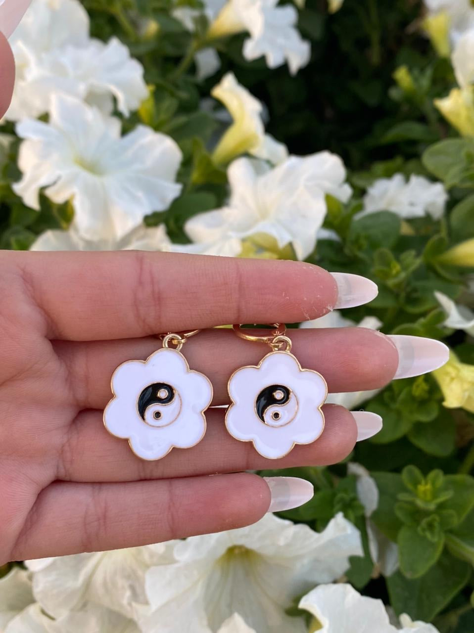 Flower Ying -Yang Earrings