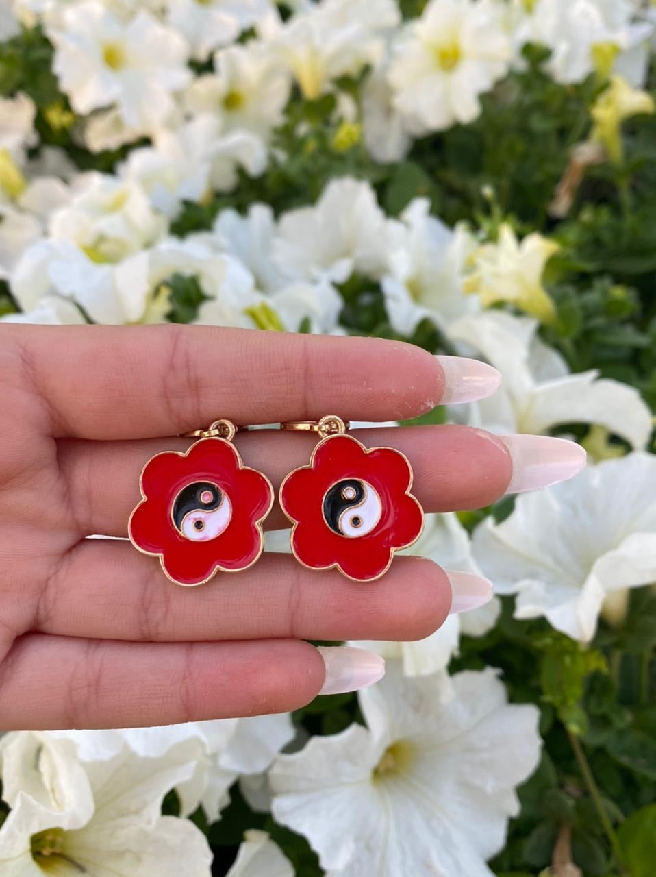 Flower Ying -Yang Earrings
