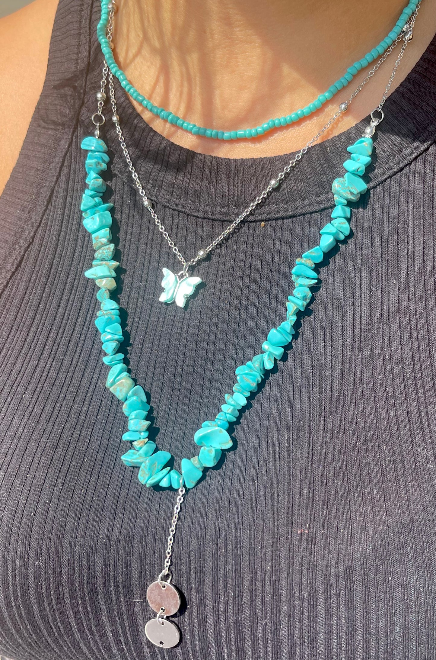 Blue Stone Butterfly Necklace