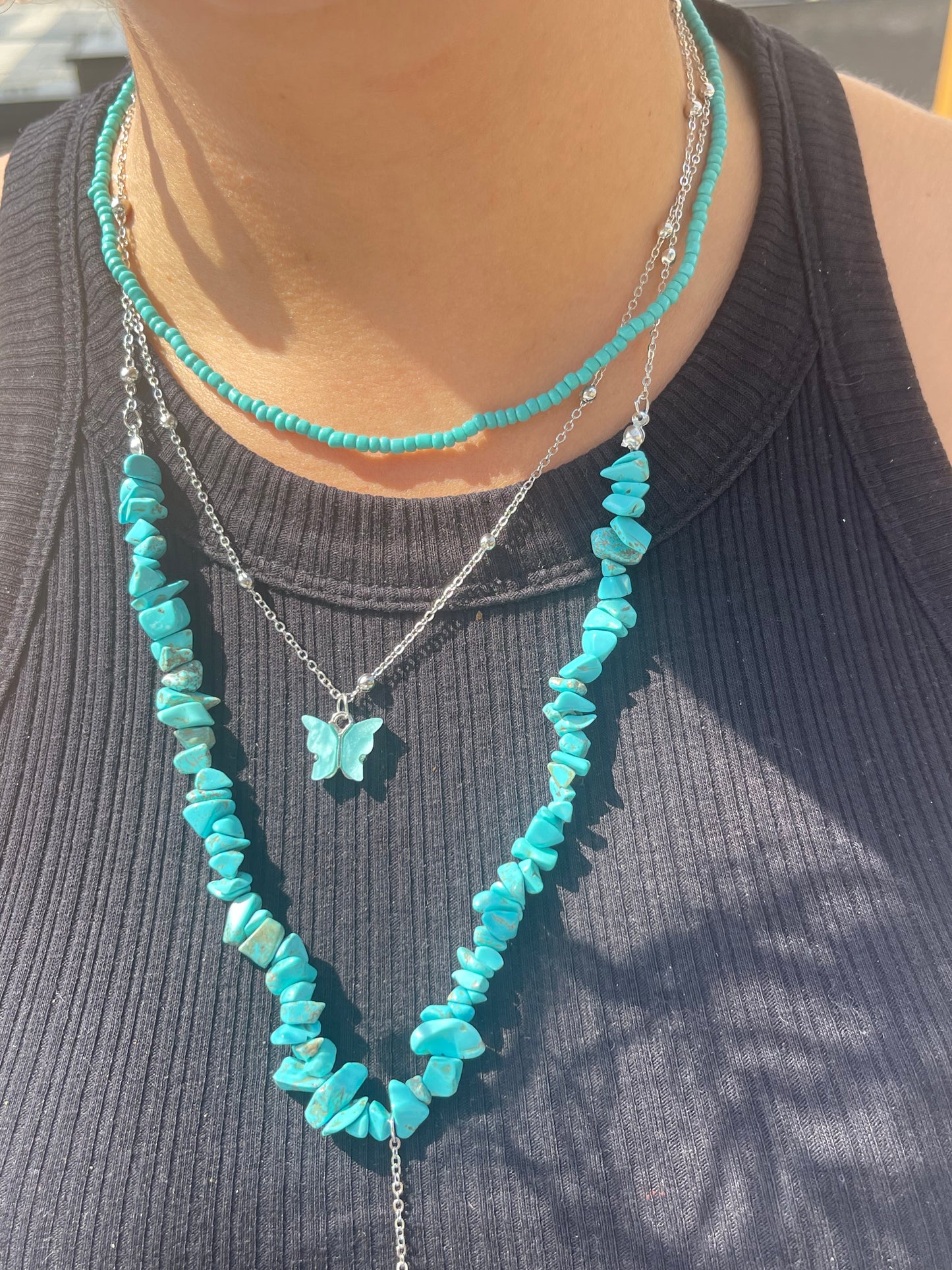 Blue Stone Butterfly Necklace