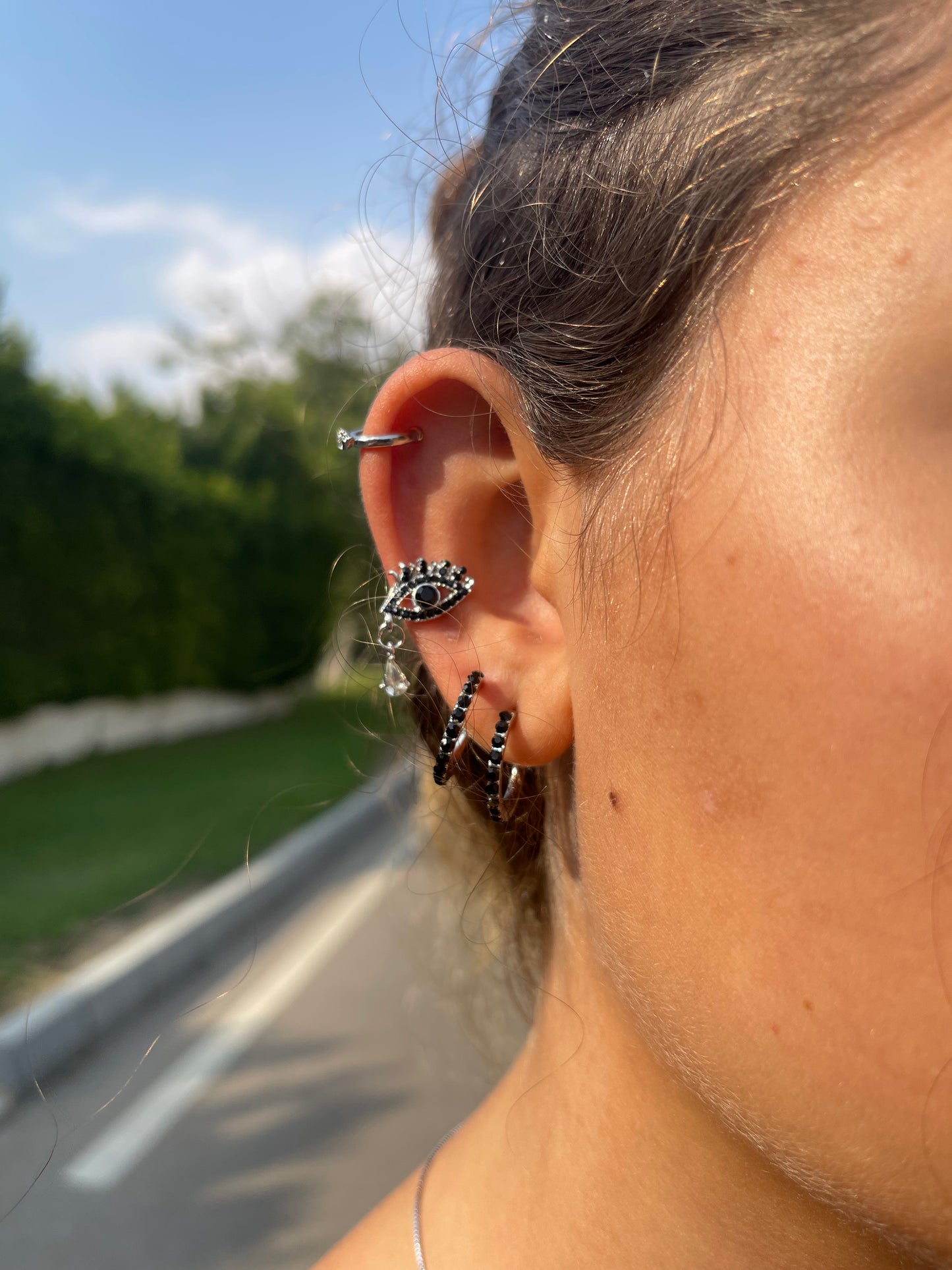 Evil Eye Hoop Ear Set