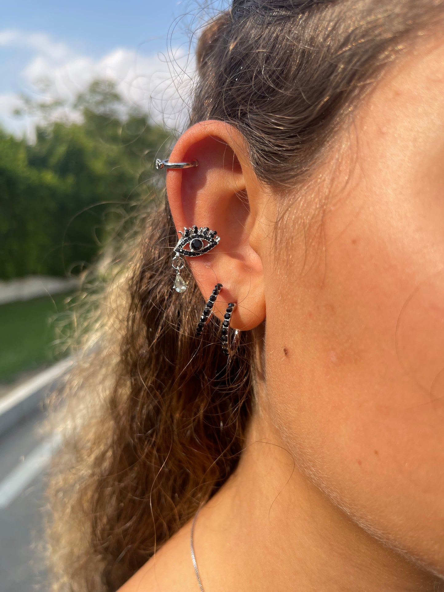Evil Eye Hoop Ear Set