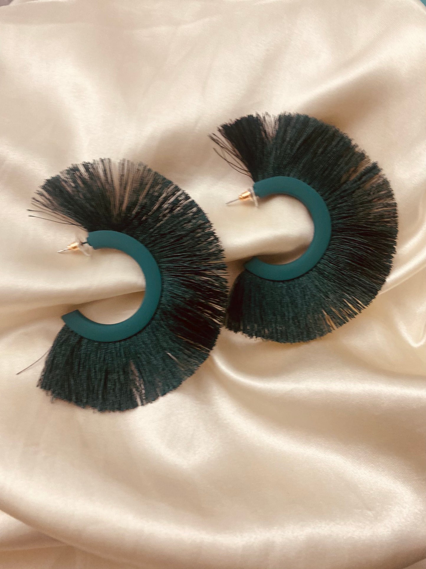 Feathered Hoop Earrings