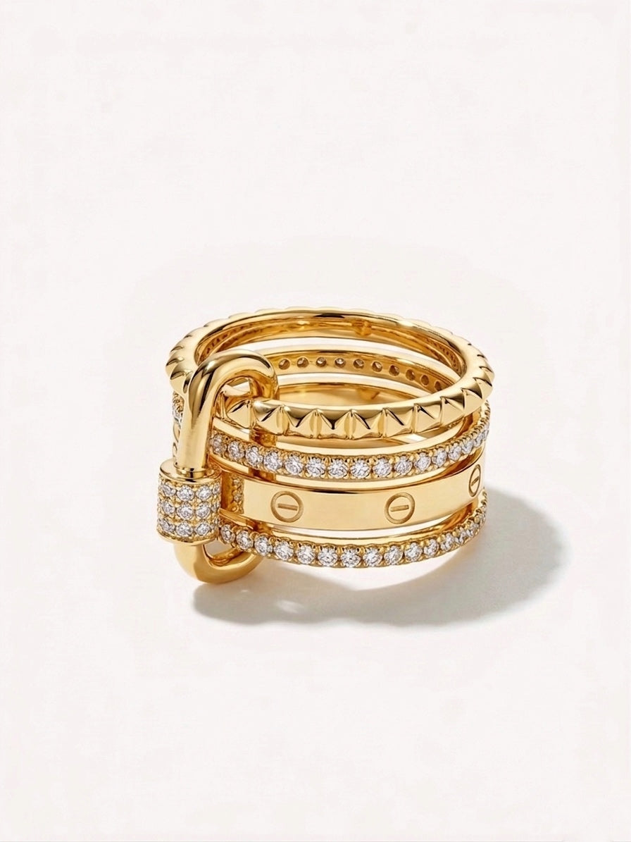 Layered Crystal Ring 2.0 (Gold Plated)