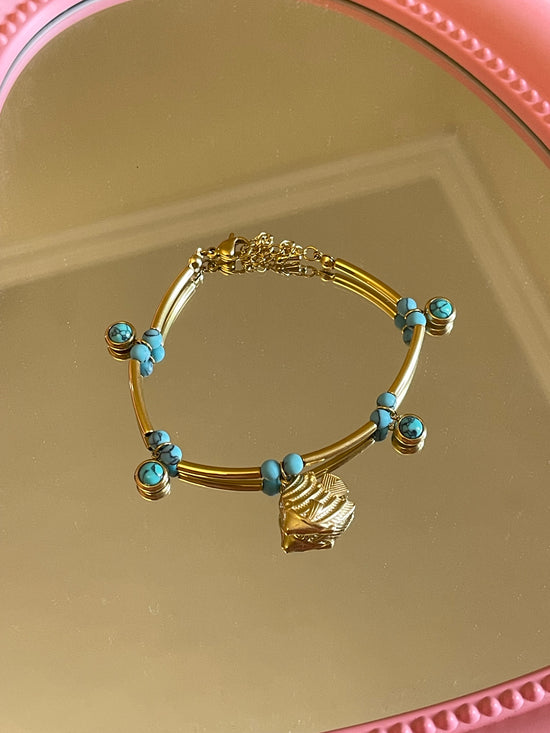 Blue Stones Fish Bracelet (Stainless Steel)