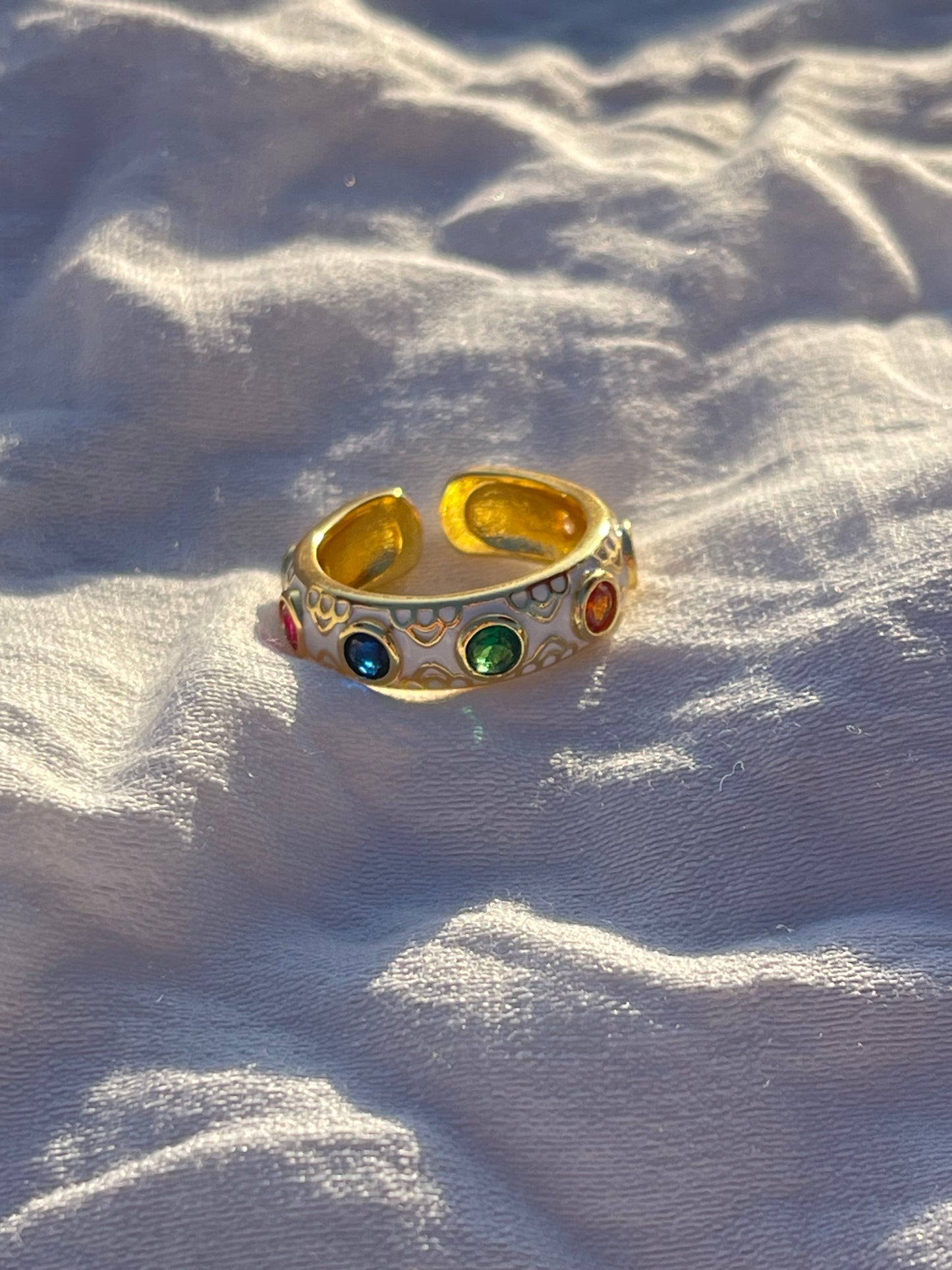 White Stones Colorful Ring (Gold Plated)