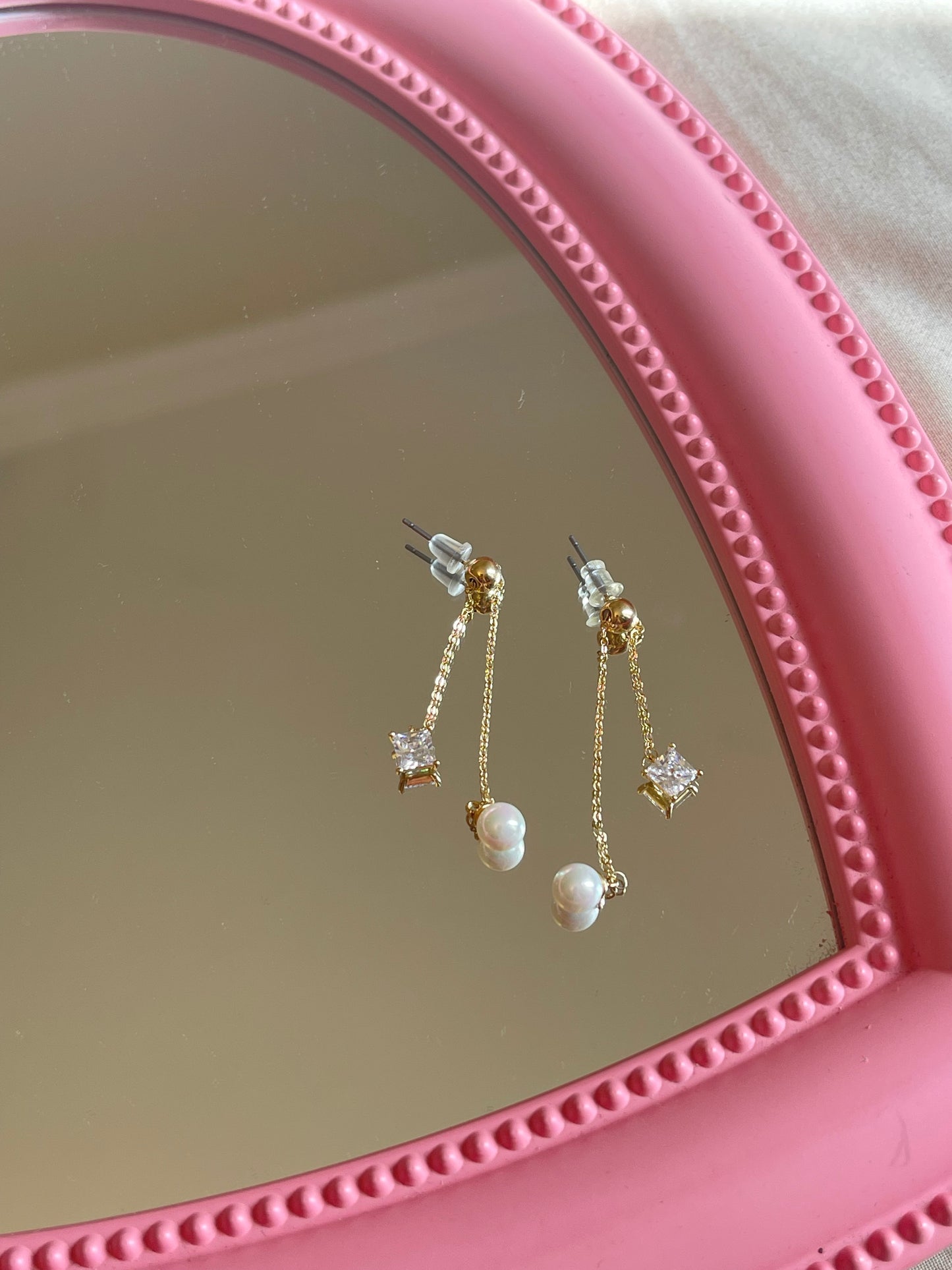 Crystal Pearl Double Earrings