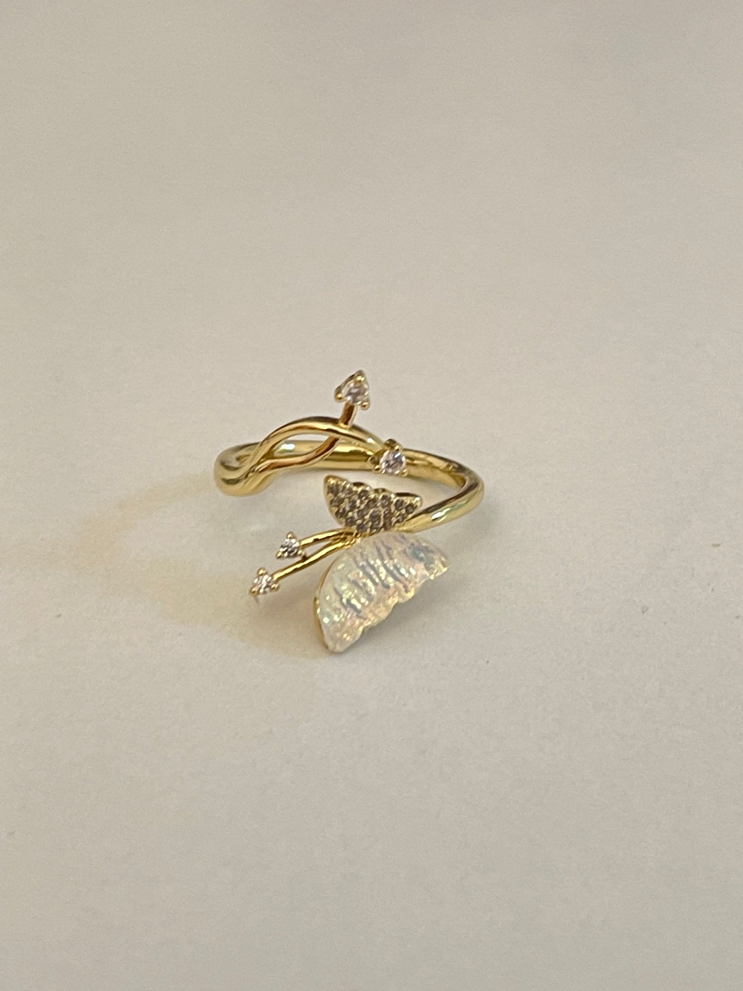 Crystal Butterfly Ring- Gold Plated